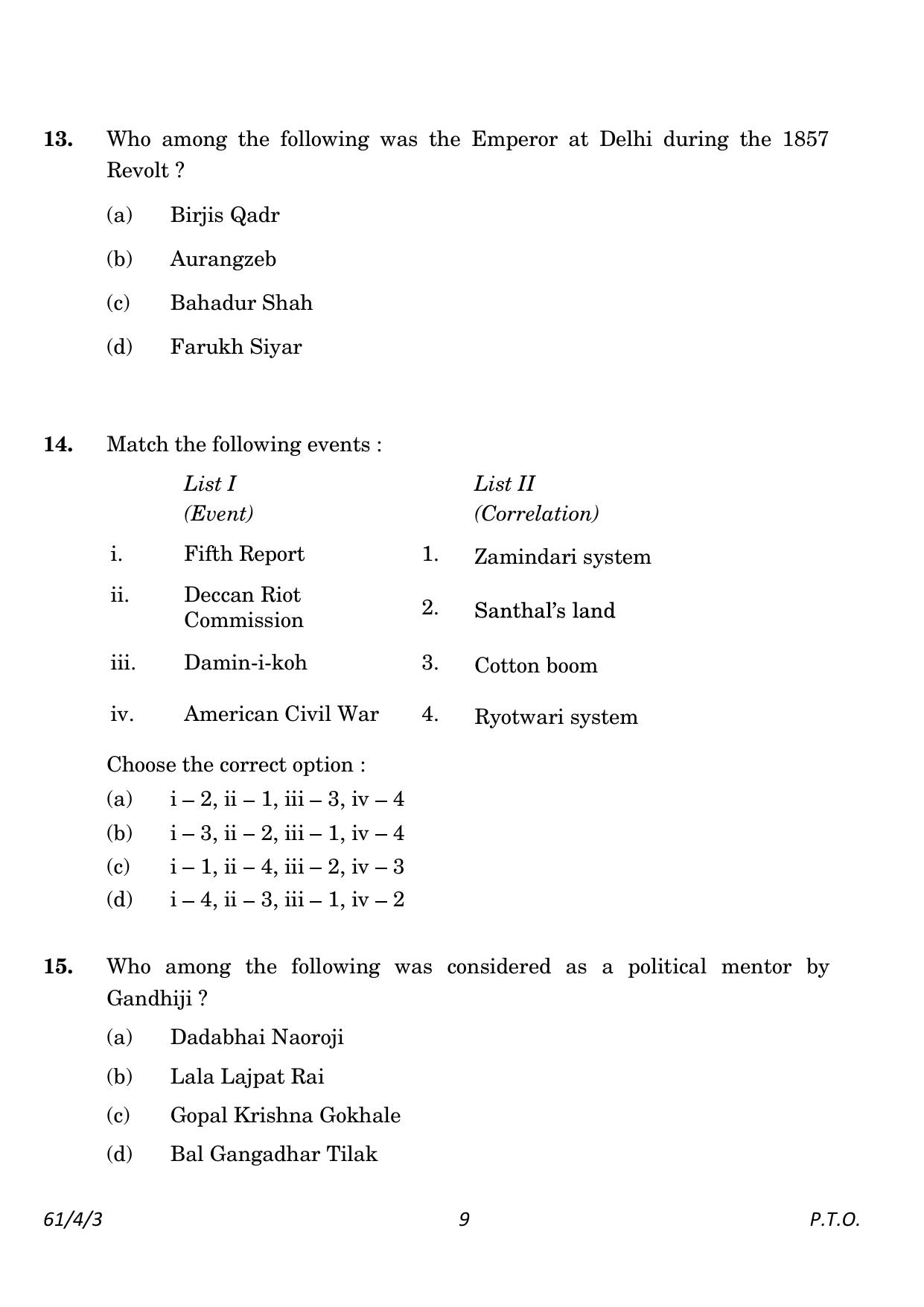 CBSE Class 12 61-4-3 History 2023 Question Paper - Page 9