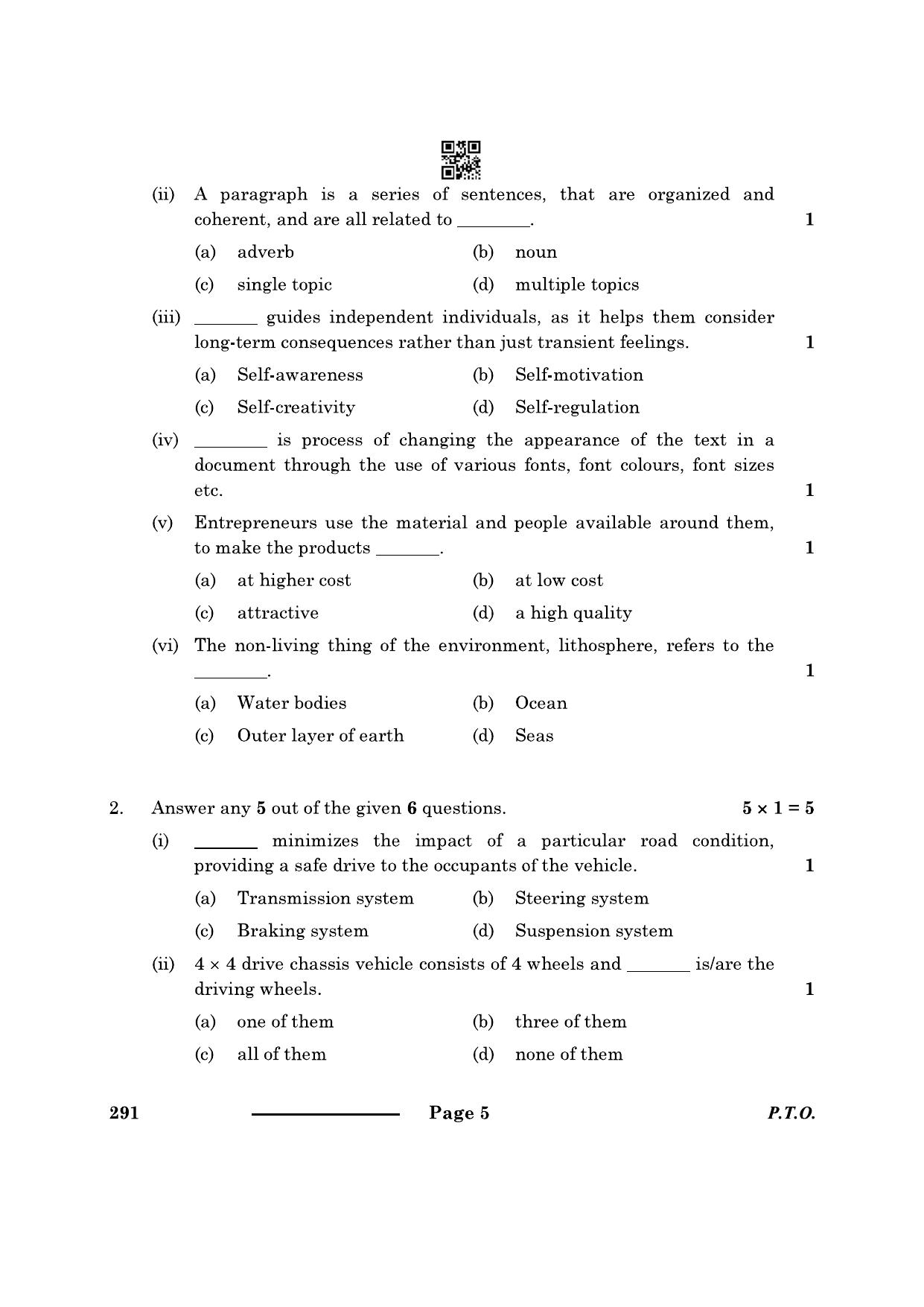 CBSE Class 10 Automotive 2024 Question Paper - Page 5