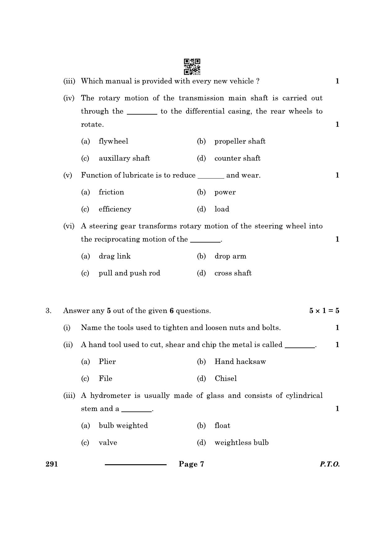 CBSE Class 10 Automotive 2024 Question Paper - Page 7