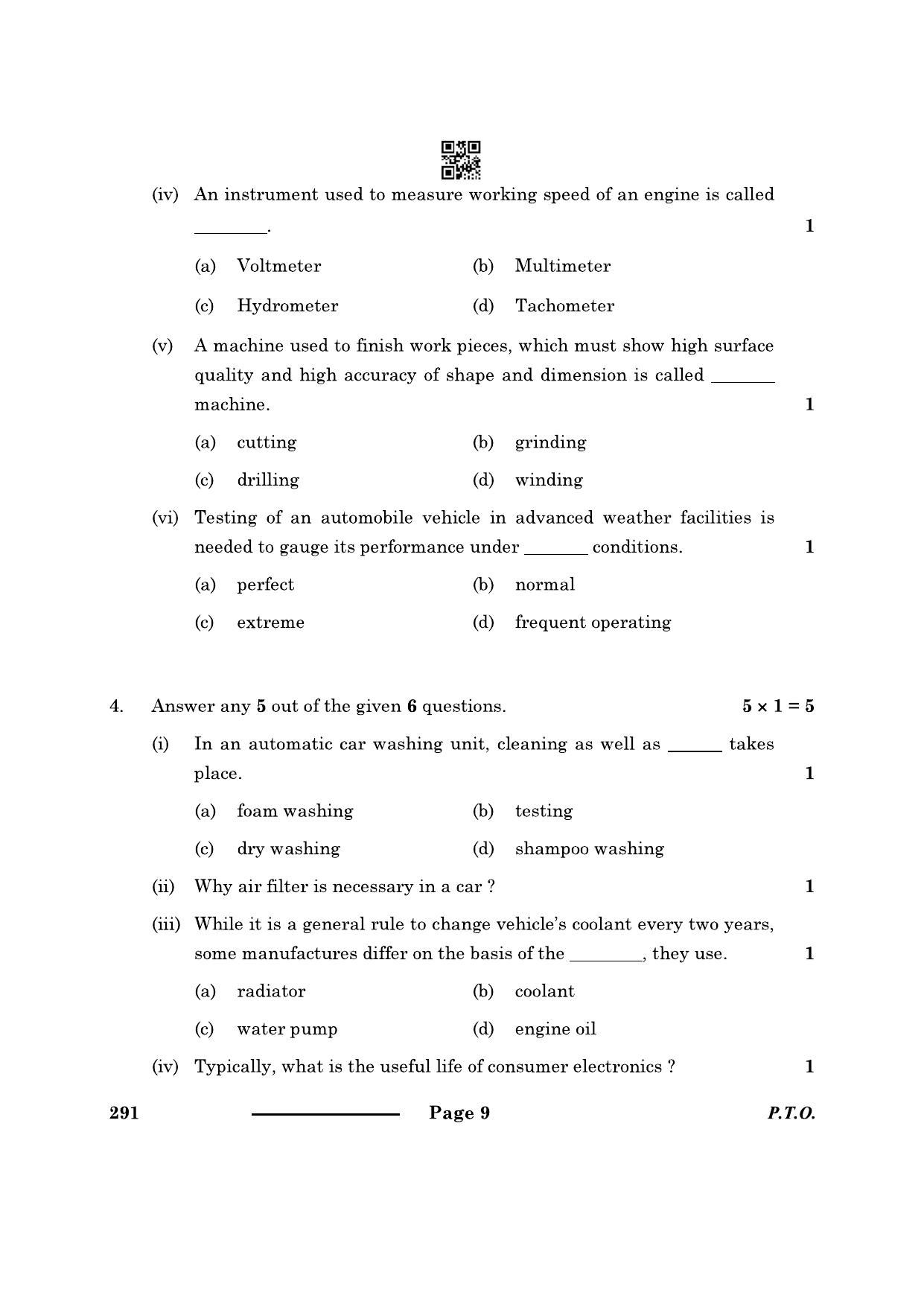 CBSE Class 10 Automotive 2024 Question Paper - Page 9