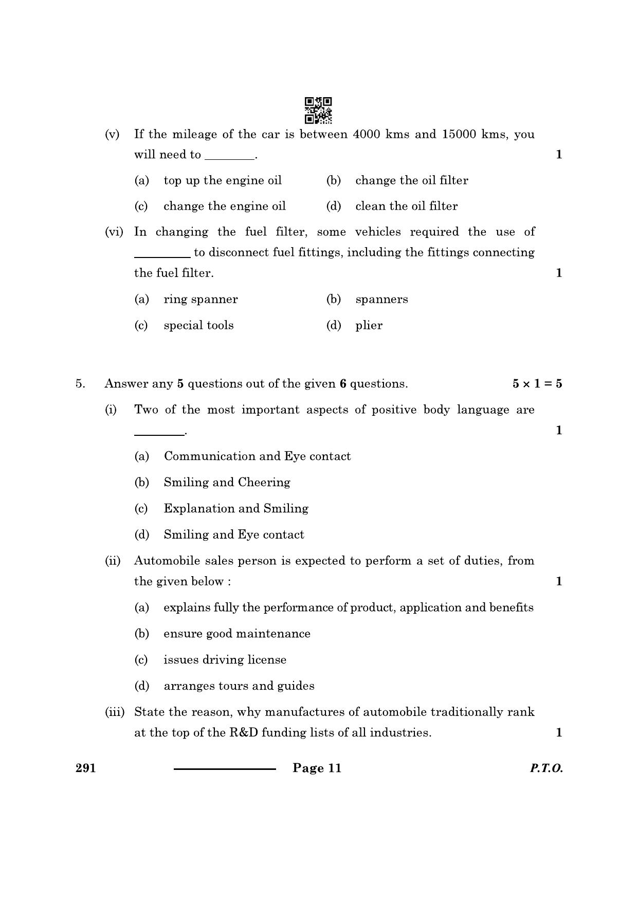 CBSE Class 10 Automotive 2024 Question Paper - Page 11