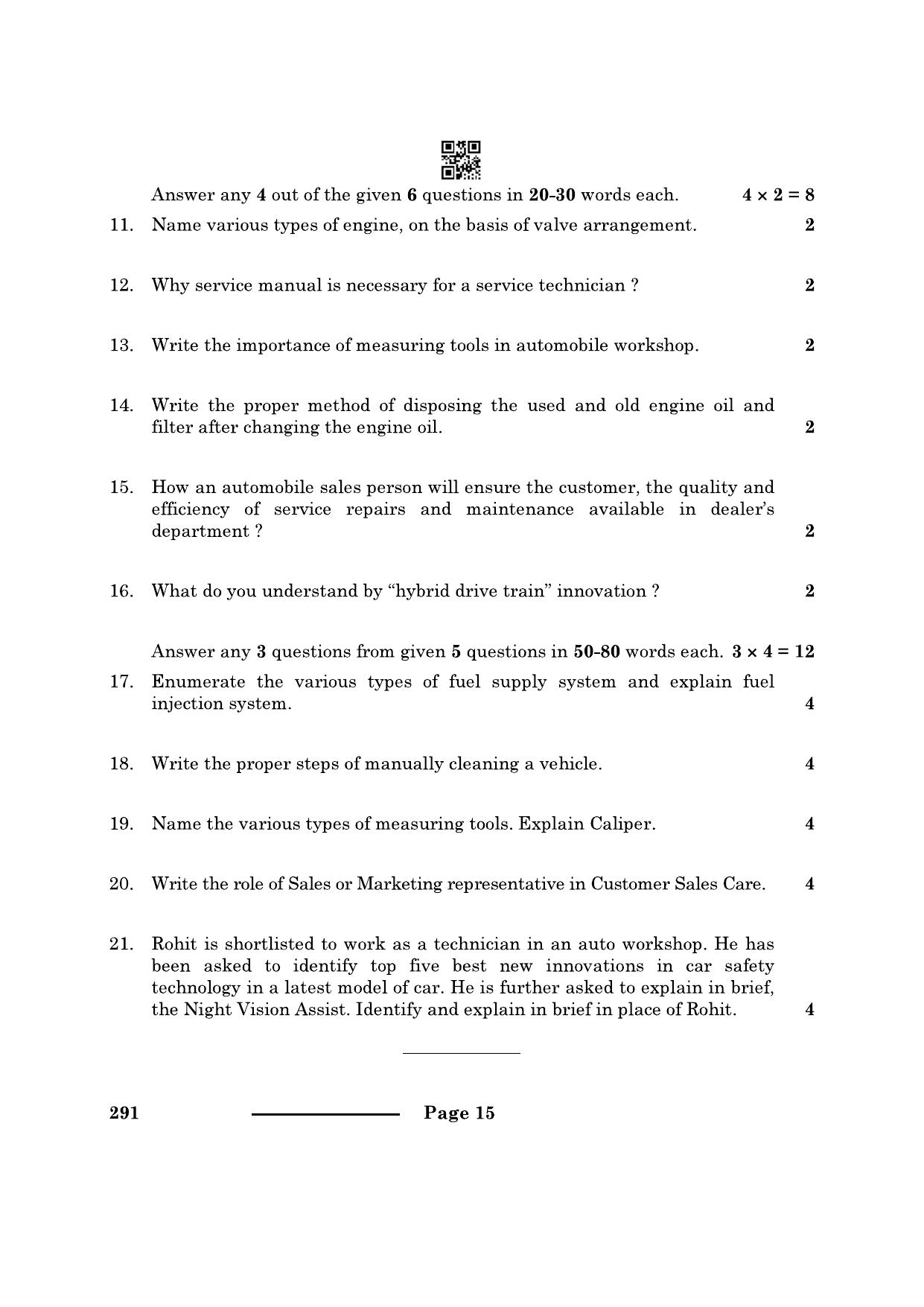 CBSE Class 10 Automotive 2024 Question Paper - Page 15