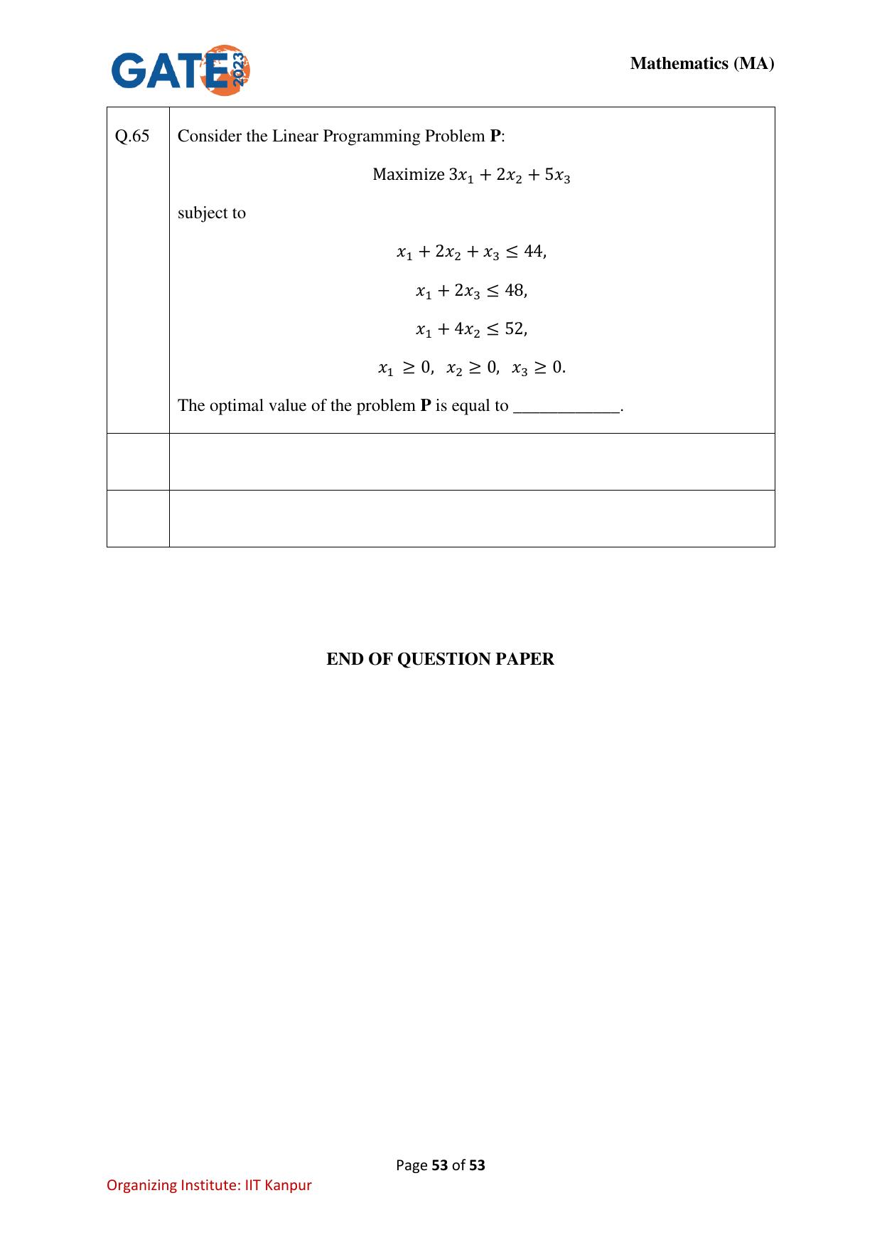 GATE 2023 Mathematics (MA) Question Paper - Page 53