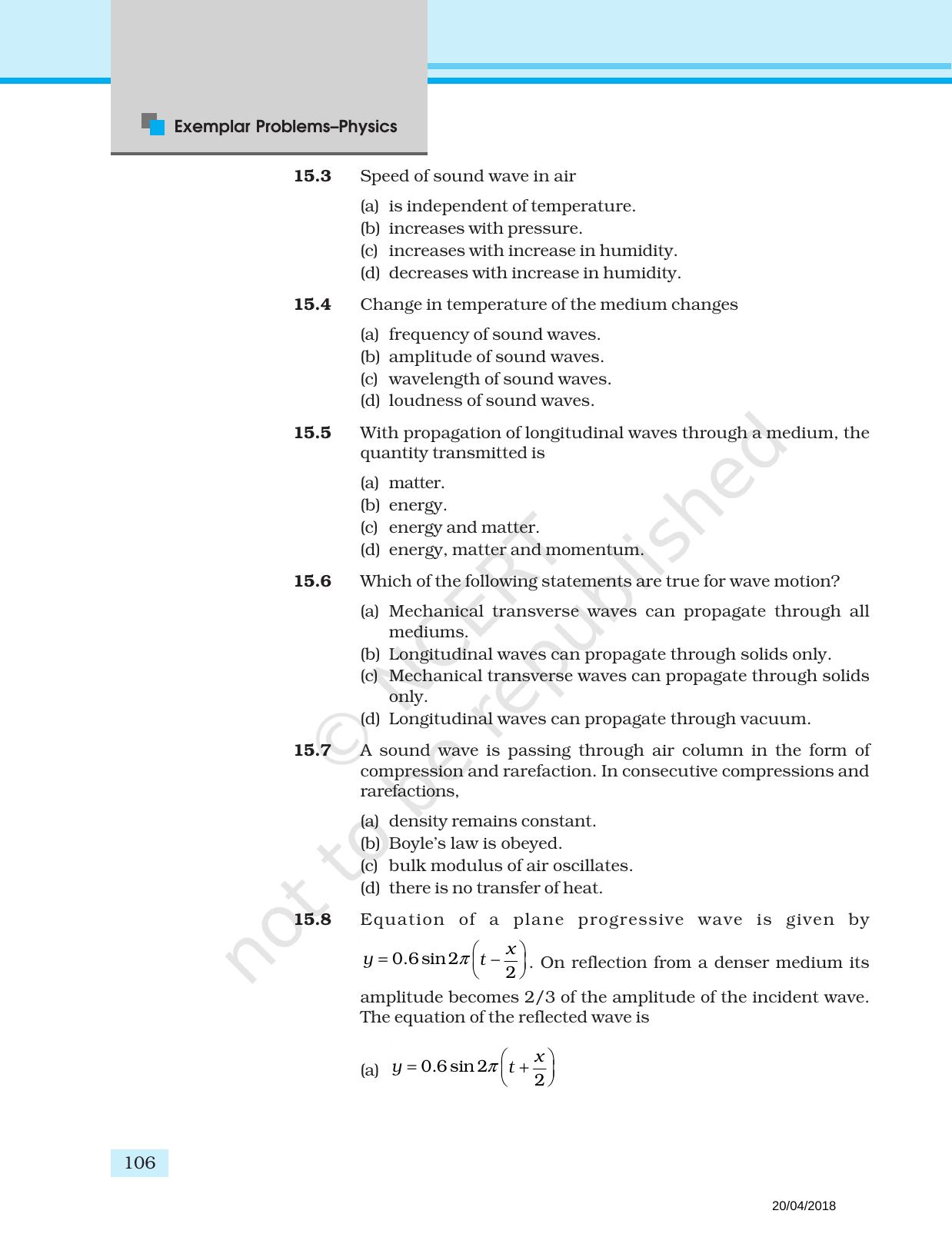 NCERT Exemplar Book for Class 11 Physics: Chapter 14 Waves - Page 2