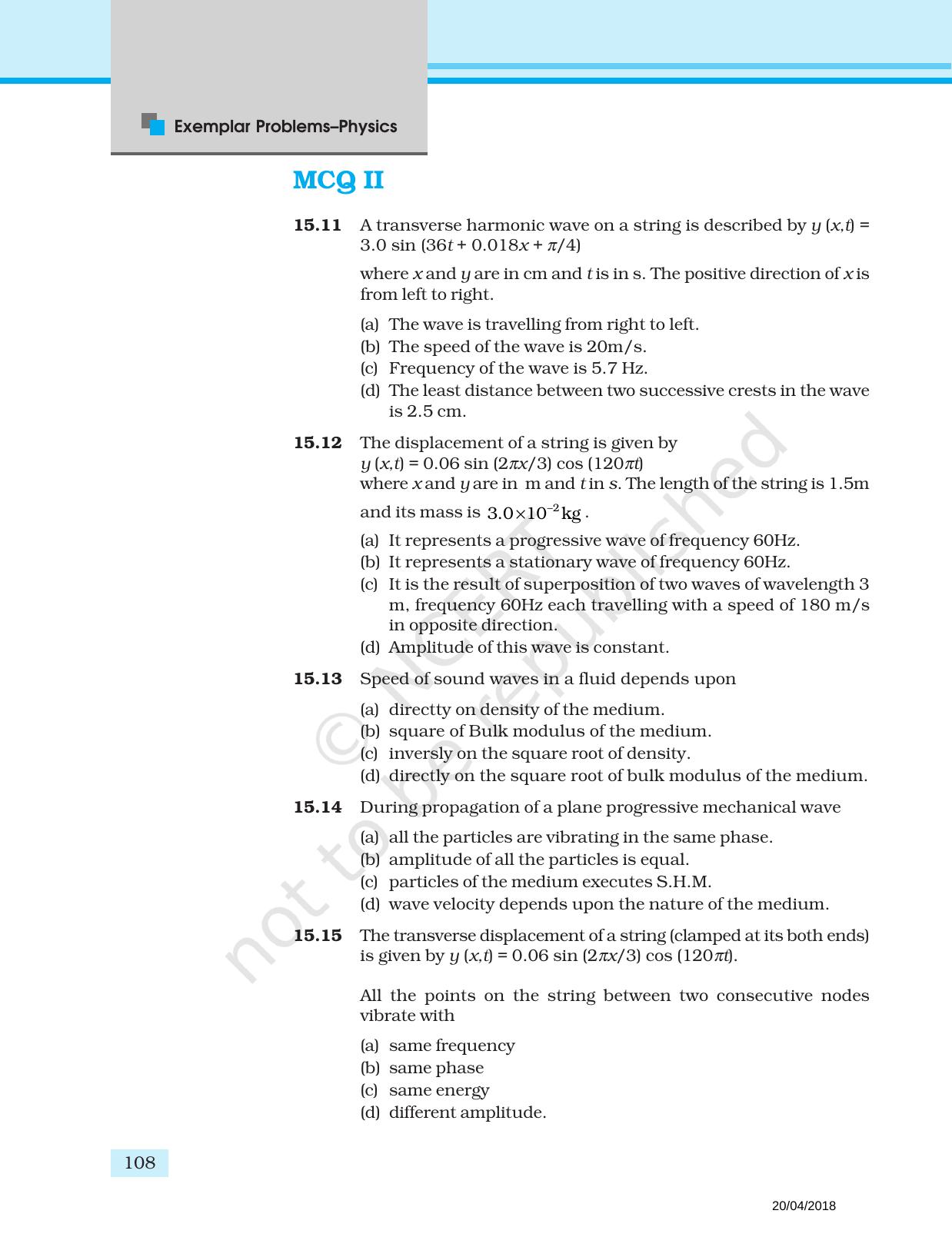 NCERT Exemplar Book for Class 11 Physics: Chapter 14 Waves - Page 4