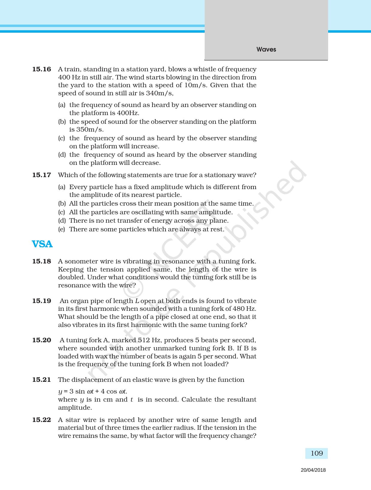 NCERT Exemplar Book for Class 11 Physics: Chapter 14 Waves - Page 5