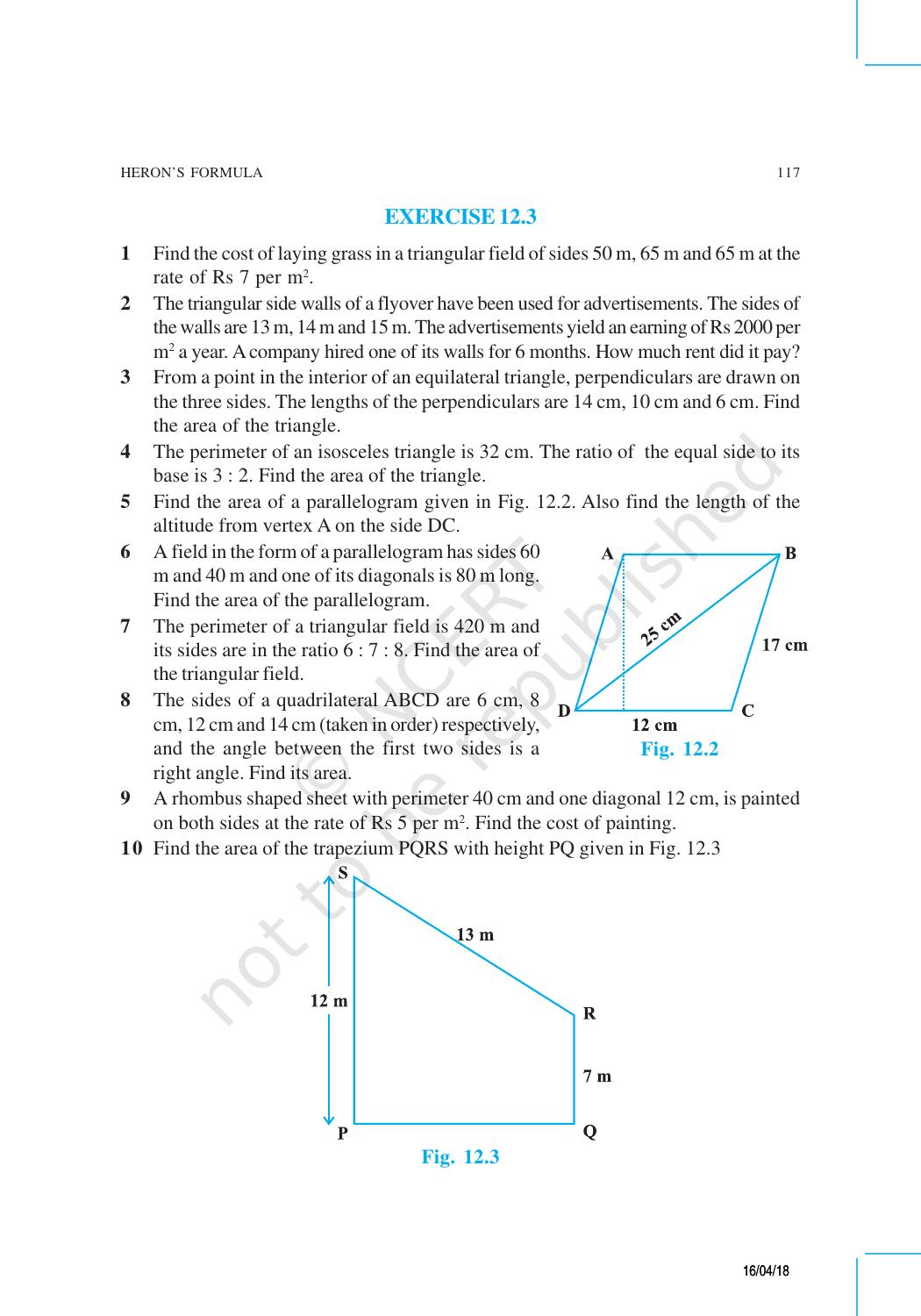 NCERT Exemplar Book for Class 9 Maths: Chapter 12 Heron’s Formula - Page 6