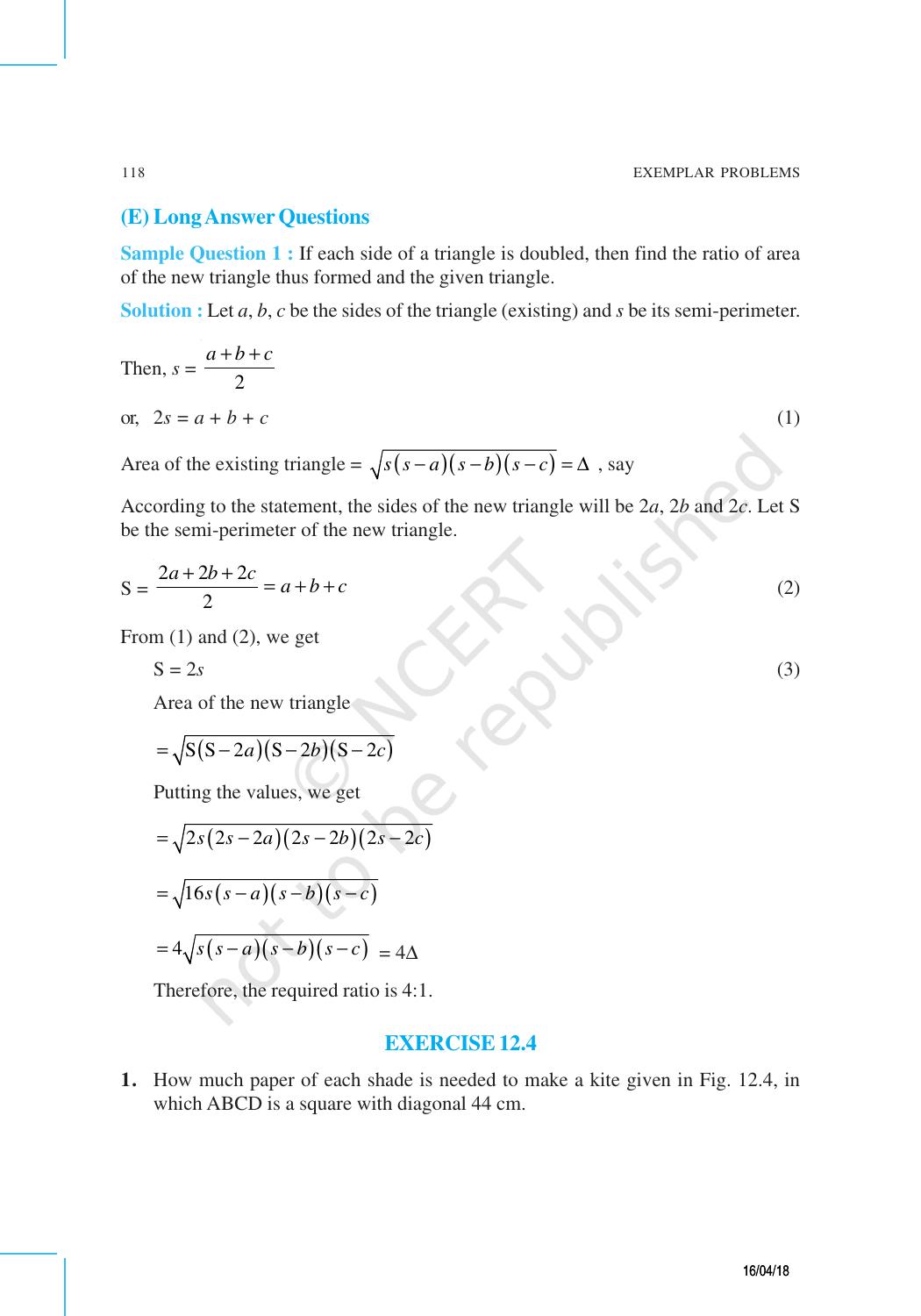 NCERT Exemplar Book for Class 9 Maths: Chapter 12 Heron’s Formula - Page 7
