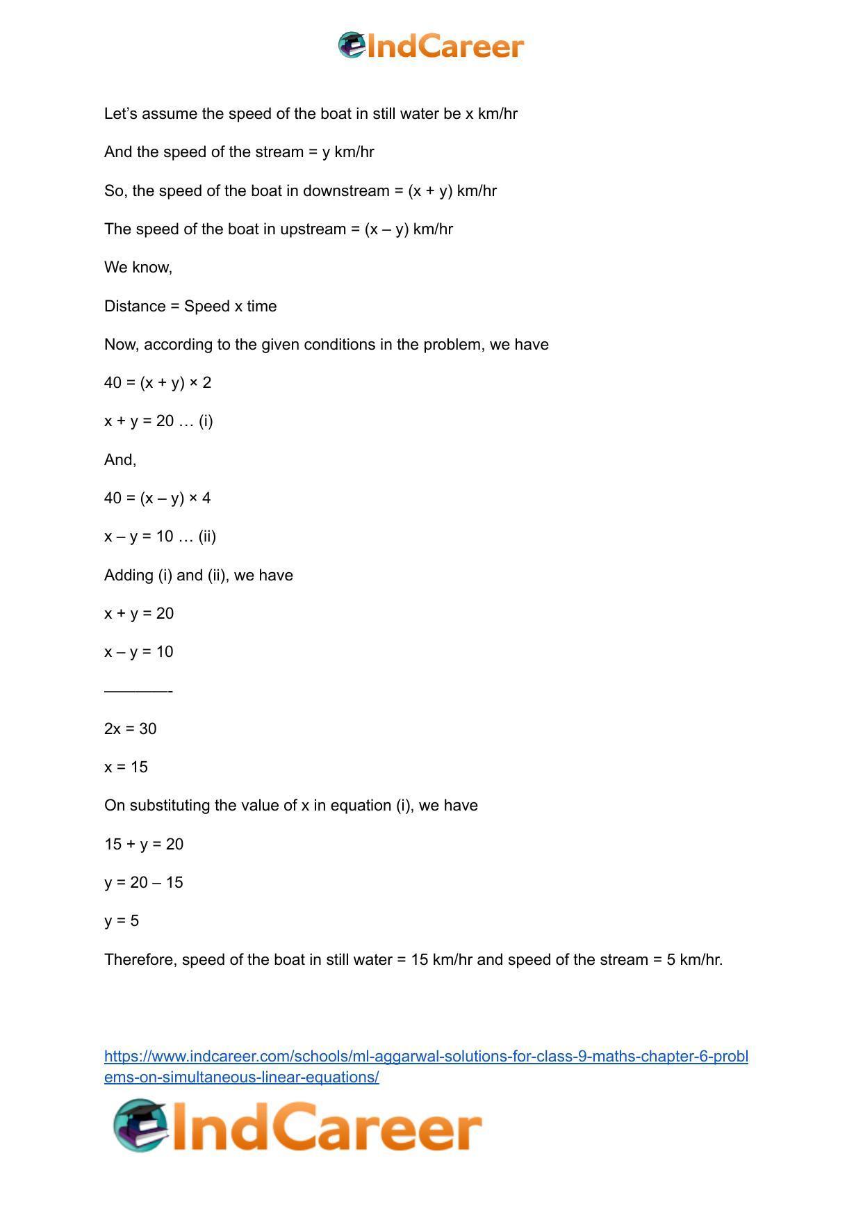 ML Aggarwal Solutions for Class 9 Maths Chapter 6- Problems on Simultaneous Linear Equations - Page 31