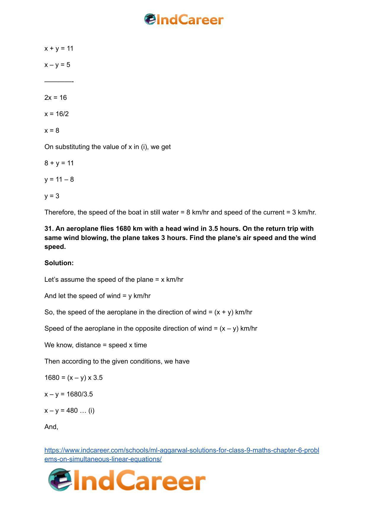 ML Aggarwal Solutions for Class 9 Maths Chapter 6- Problems on Simultaneous Linear Equations - Page 33