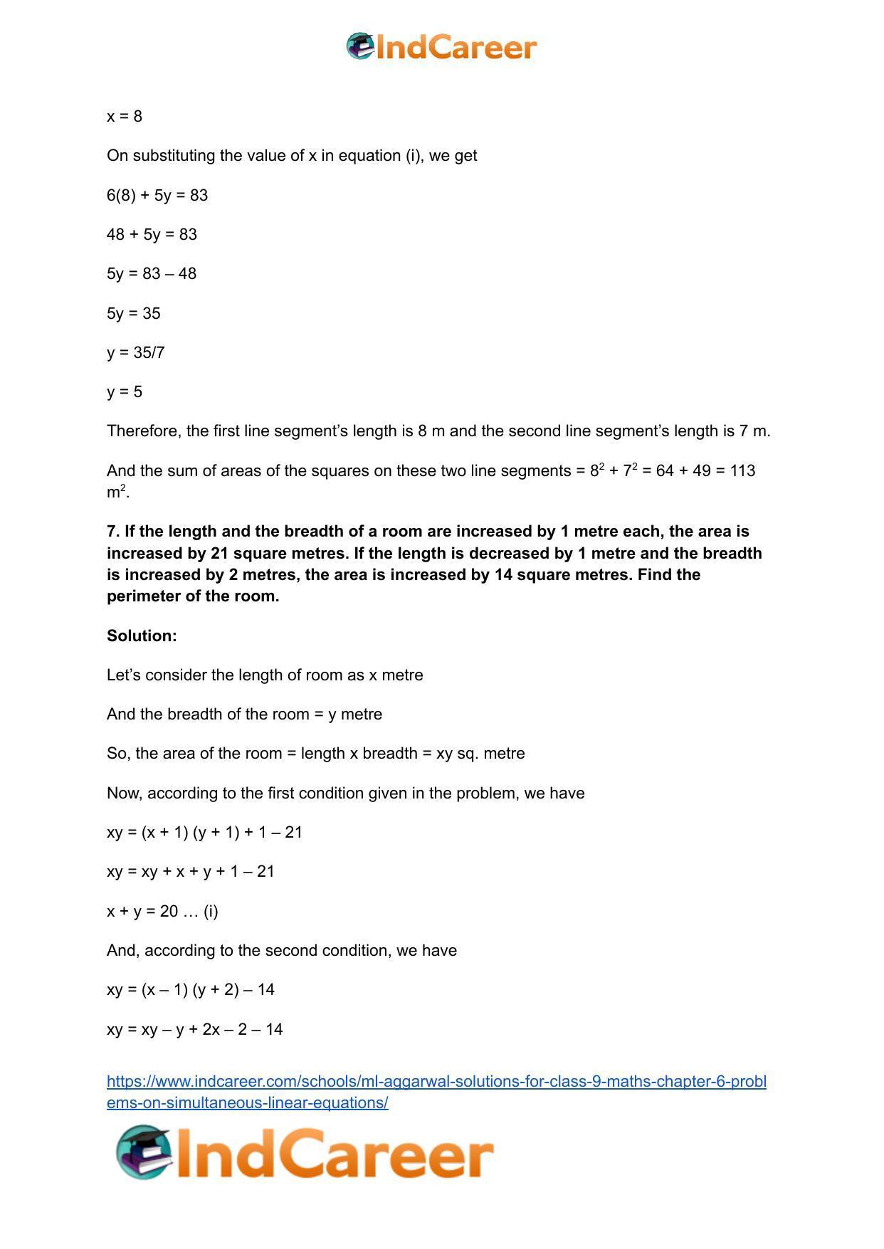 ML Aggarwal Solutions for Class 9 Maths Chapter 6- Problems on Simultaneous Linear Equations - Page 41