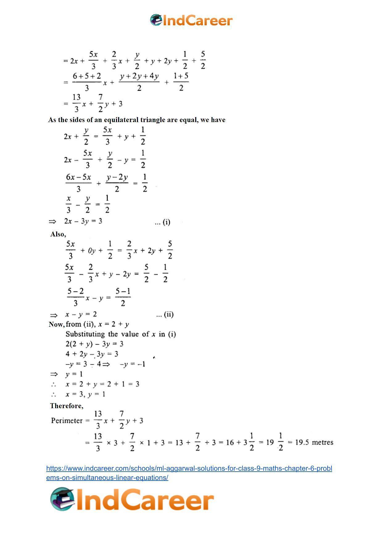 ML Aggarwal Solutions for Class 9 Maths Chapter 6- Problems on Simultaneous Linear Equations - Page 43