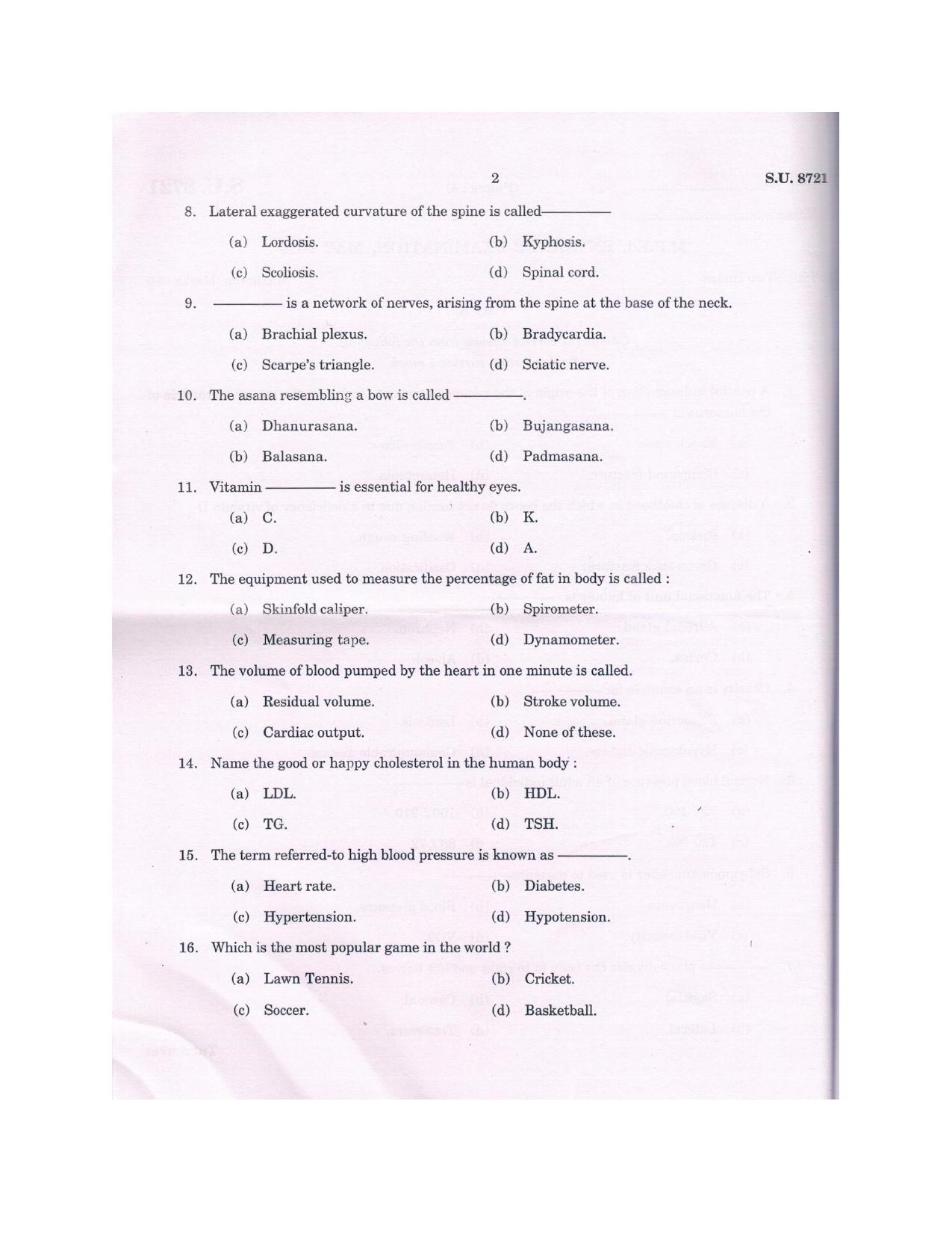 SSUS Entrance Exam MPED 2018 Question Paper - Page 2