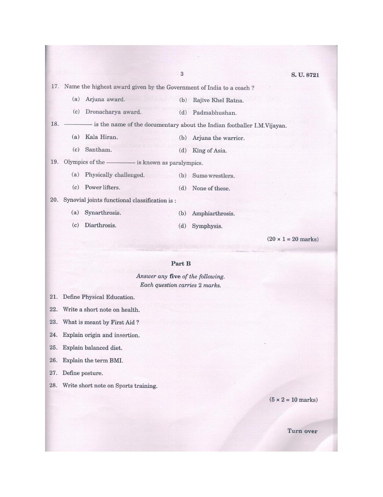 SSUS Entrance Exam MPED 2018 Question Paper - Page 3