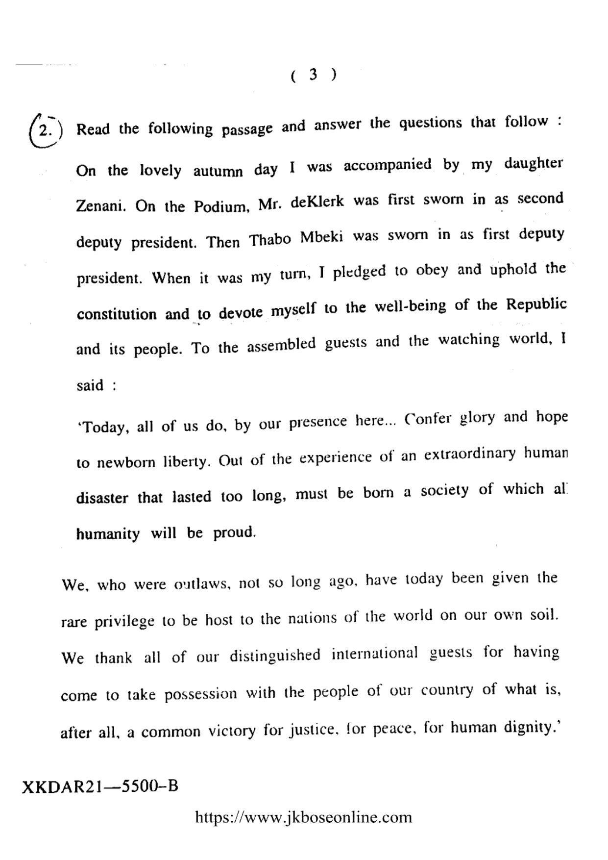 JKBOSE CLASS 10 English (5500-B) 2021 - Page 3