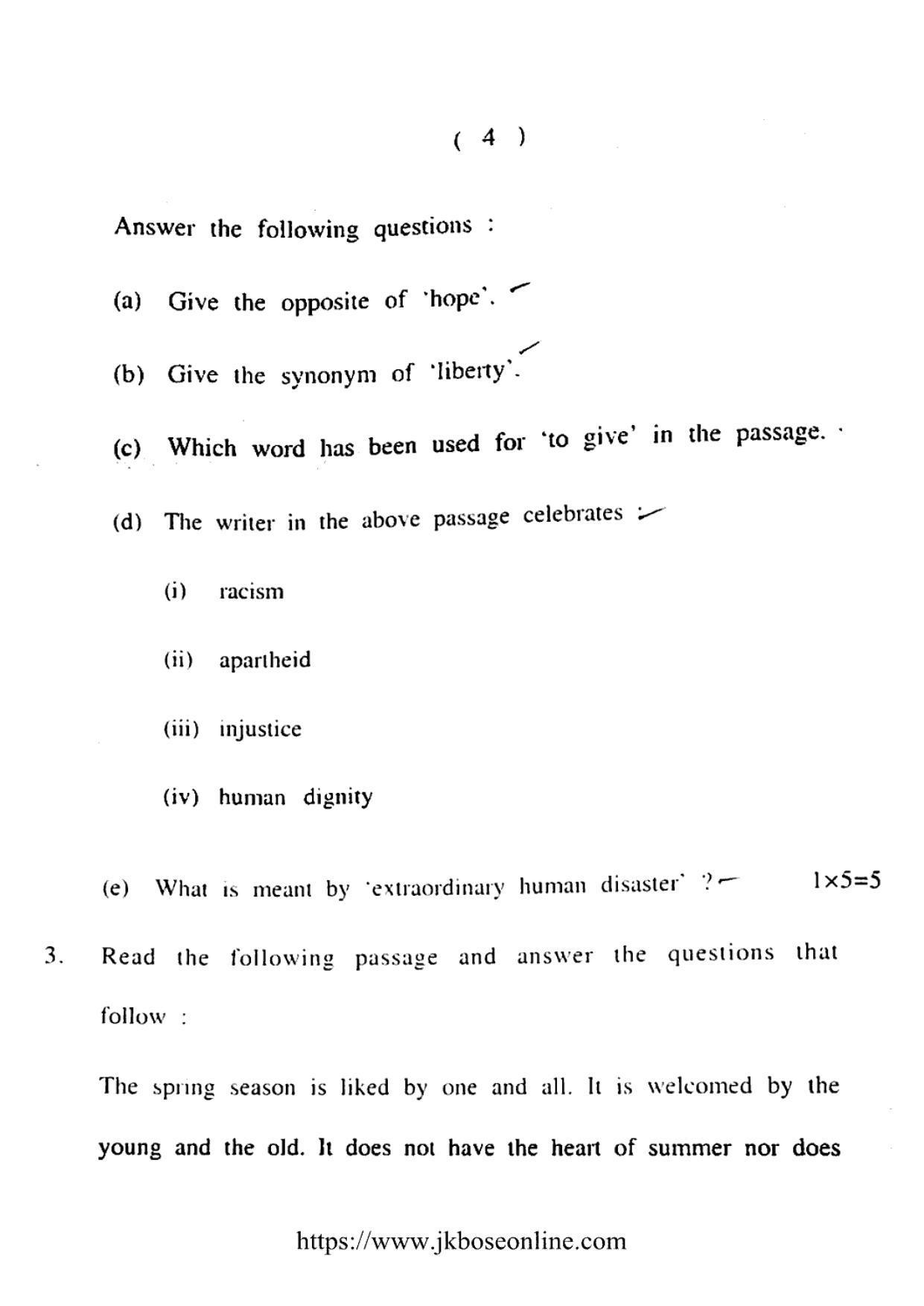 JKBOSE CLASS 10 English (5500-B) 2021 - Page 4