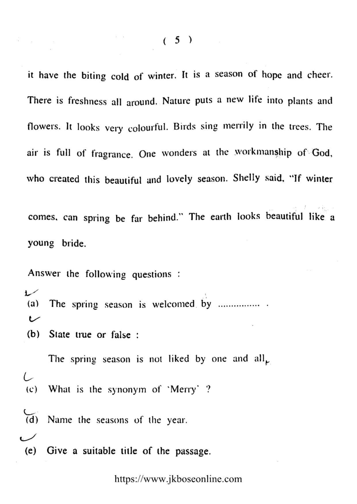 JKBOSE CLASS 10 English (5500-B) 2021 - Page 5