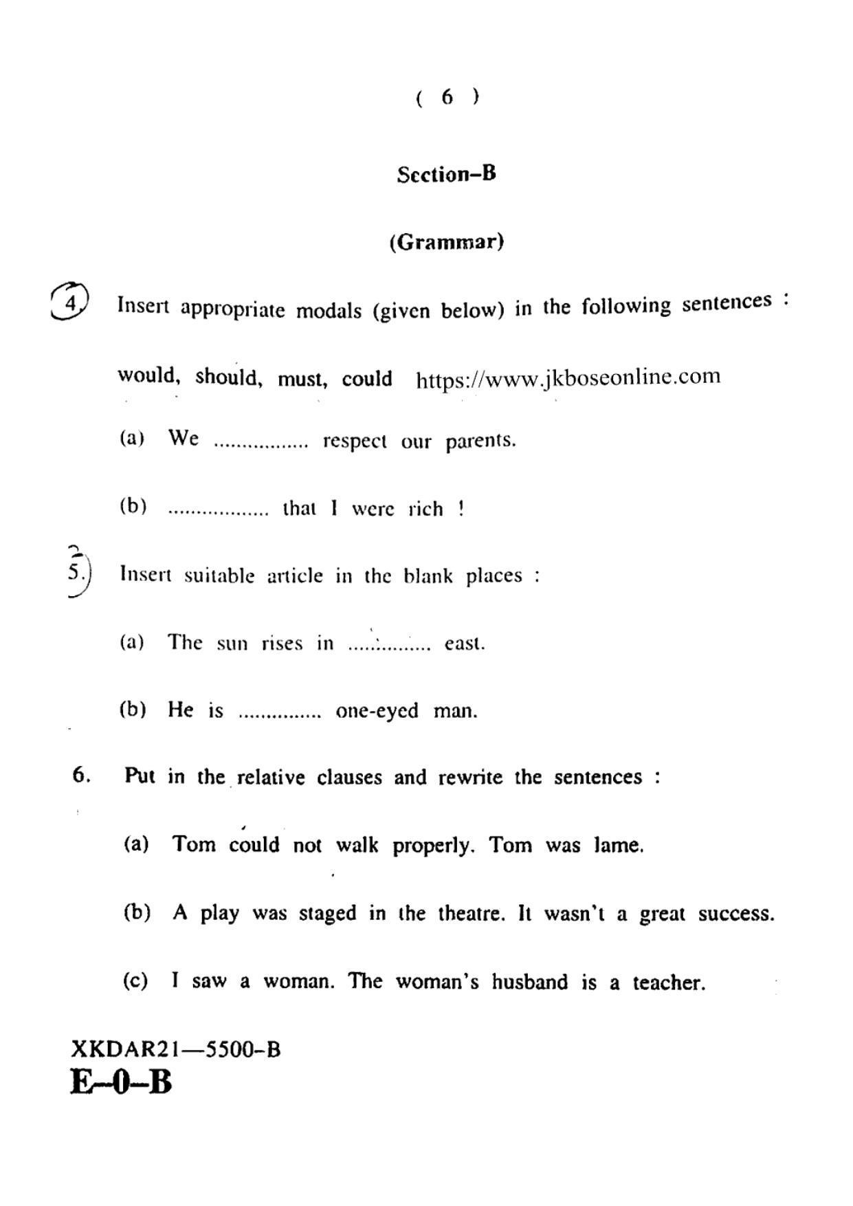 JKBOSE CLASS 10 English (5500-B) 2021 - Page 6