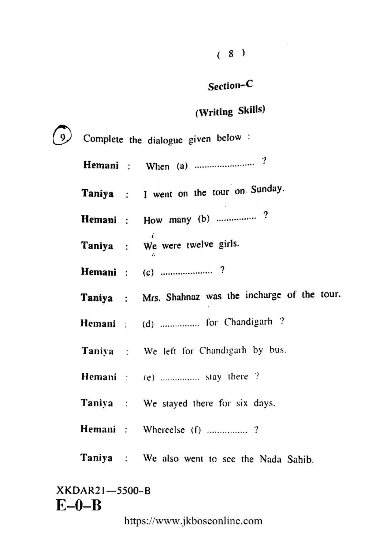 JKBOSE CLASS 10 English (5500-B) 2021 - Page 8