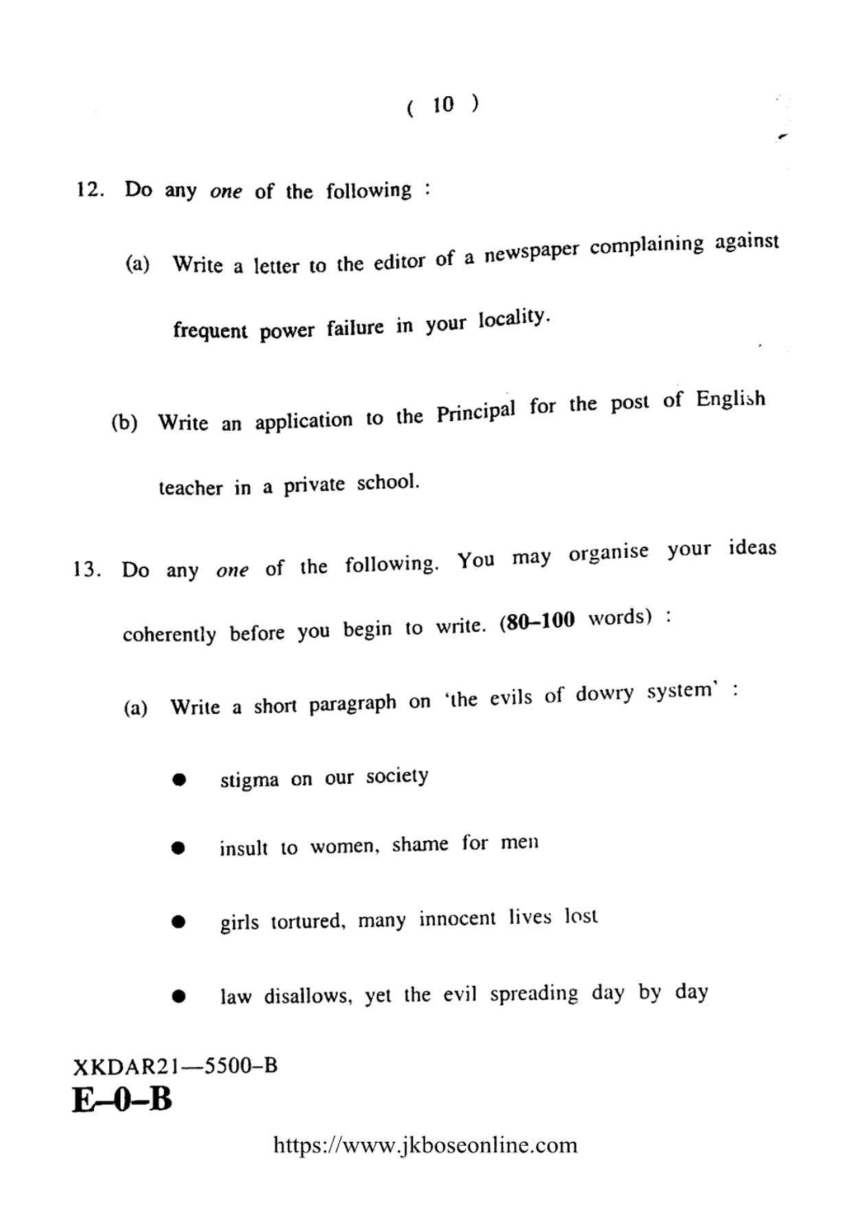 JKBOSE CLASS 10 English (5500-B) 2021 - Page 10