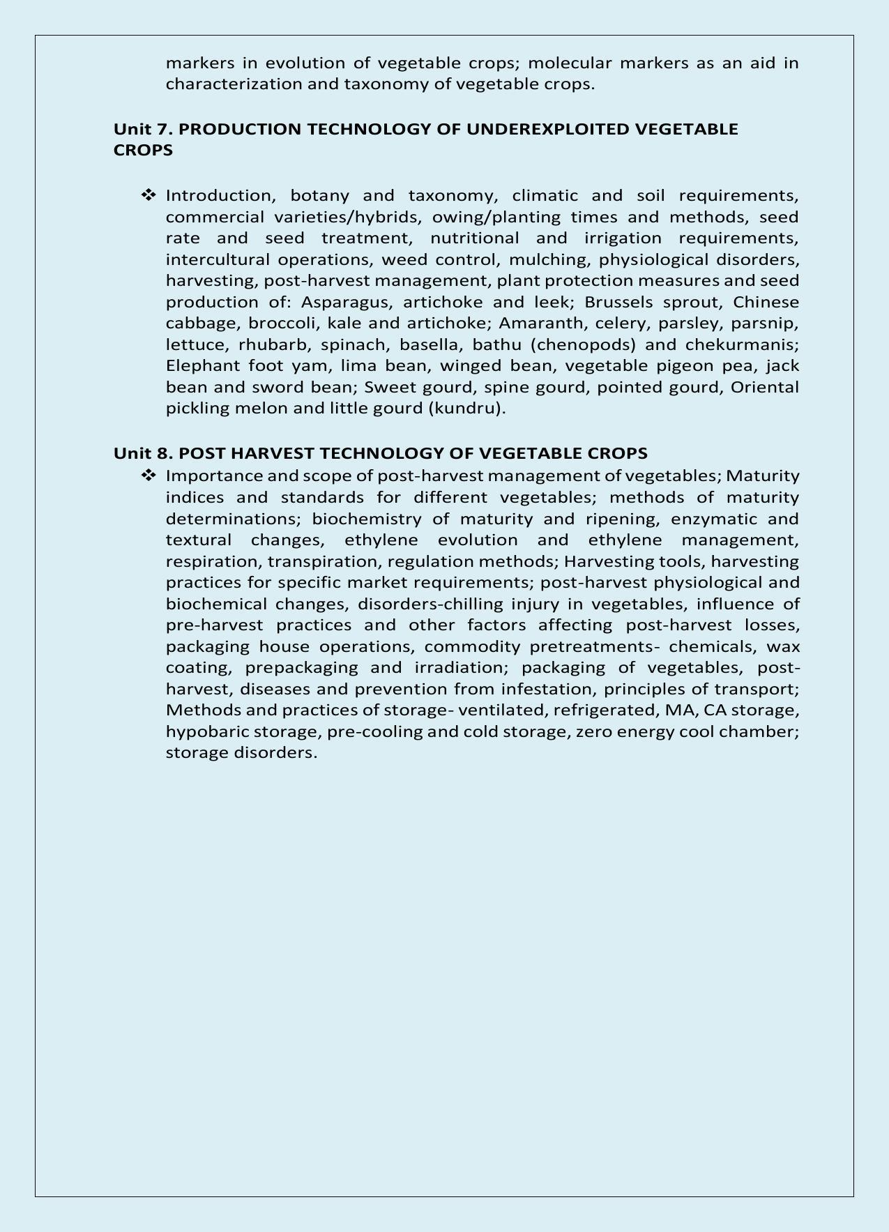 NTA PhD Entrance Exam Horticulture Syllabus - Page 6