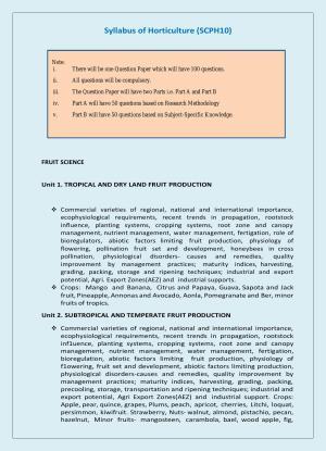 NTA PhD Entrance Exam Horticulture Syllabus