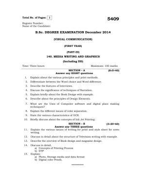 Annamalai University Media Writing And Graphics B.Sc Visual Communication December 2014 Question Papers