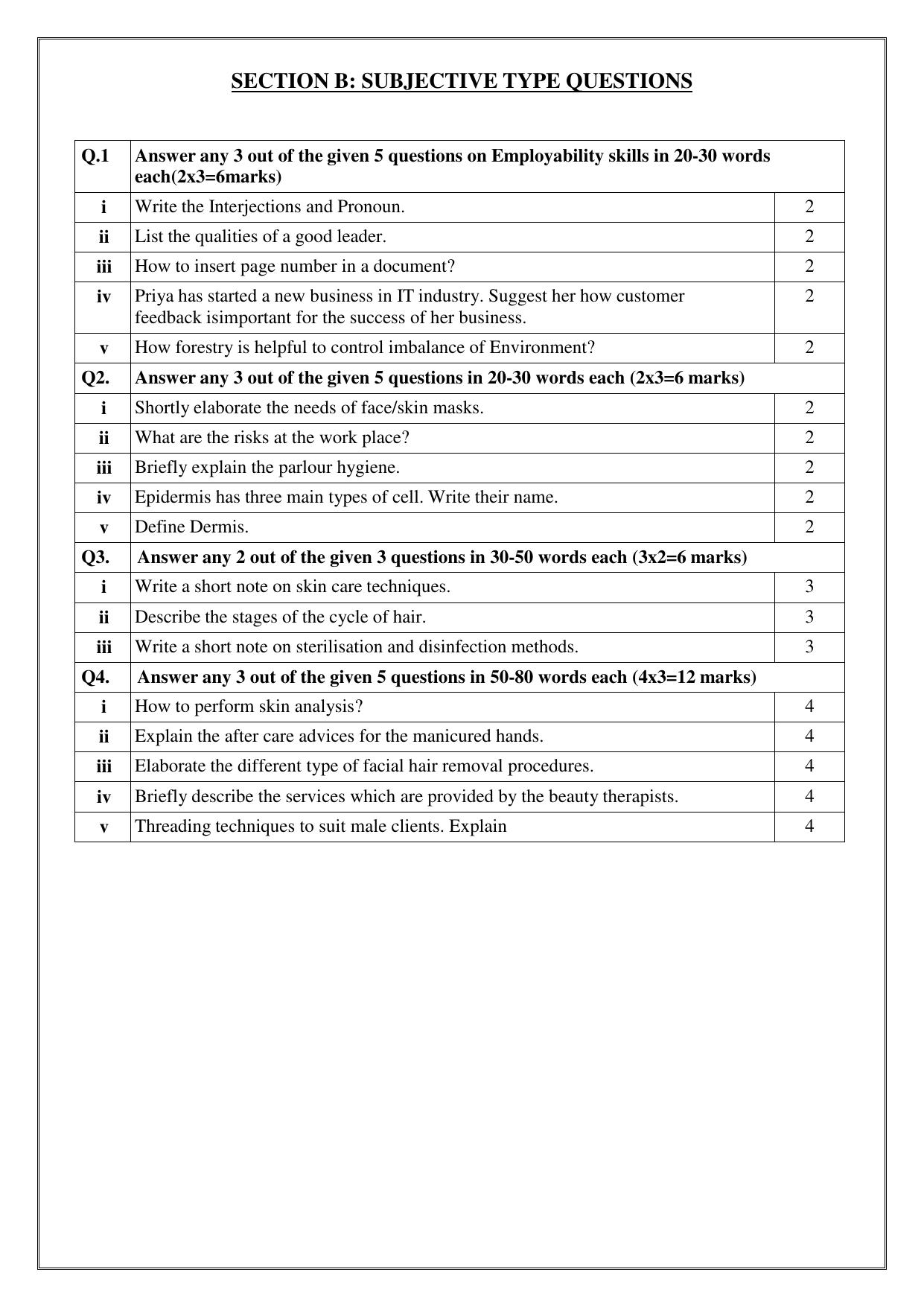 CBSE Class 11: Beauty And Wellness 2025 Sample Paper - Page 4