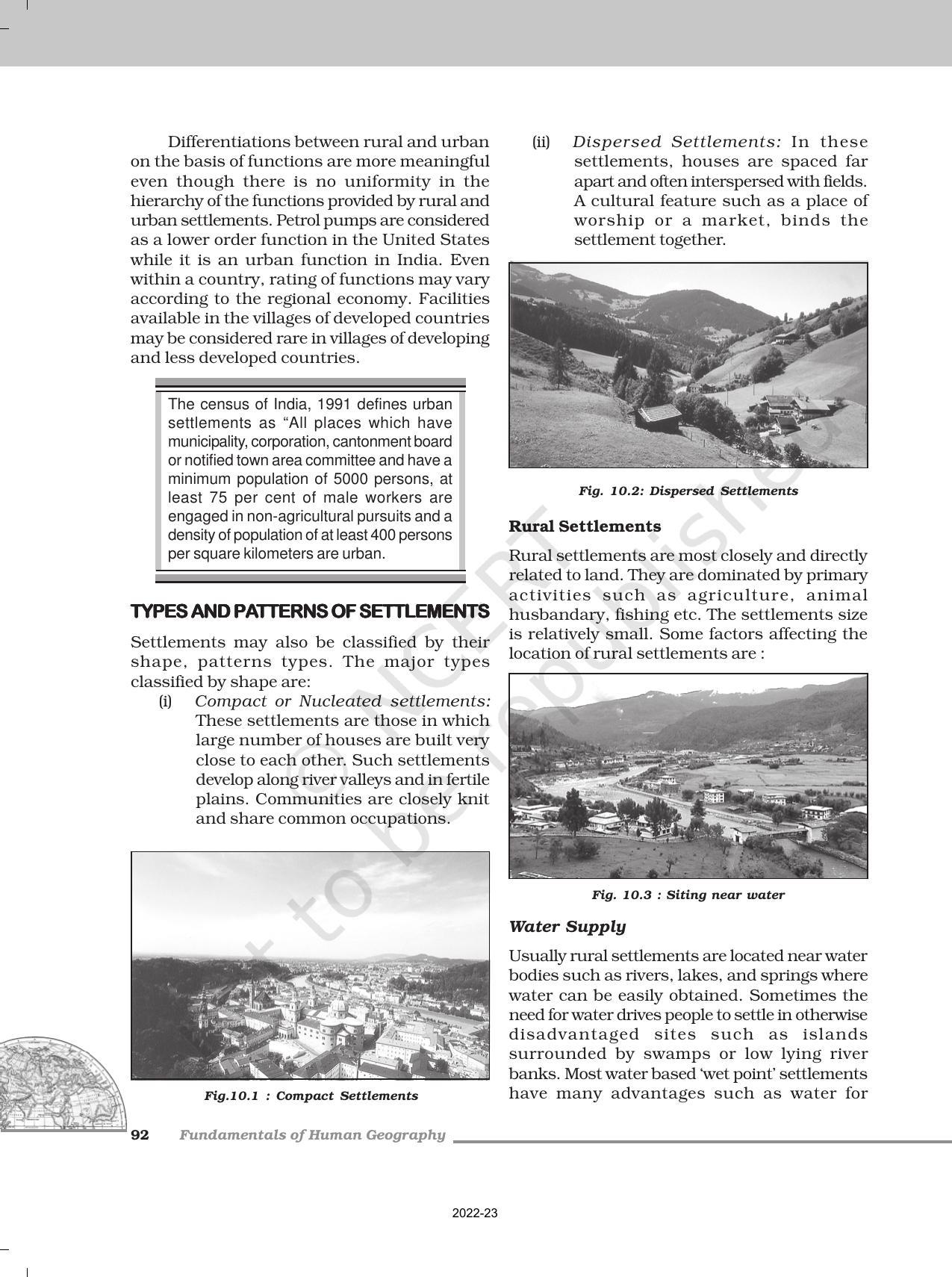 NCERT Book for Class 12 Geography (Part-1) Chapter 10 Human Settlements - Page 2