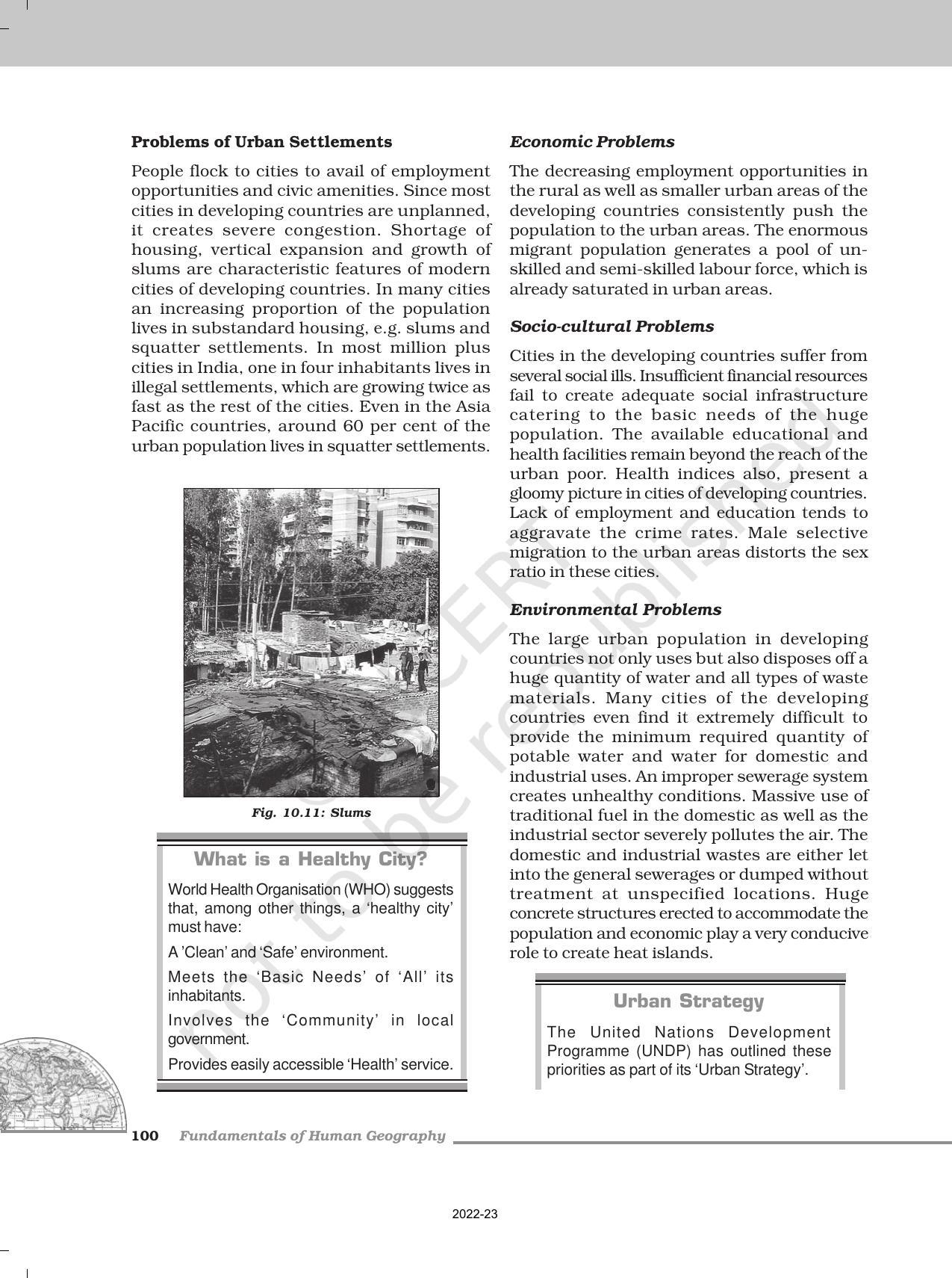 NCERT Book for Class 12 Geography (Part-1) Chapter 10 Human Settlements - Page 10