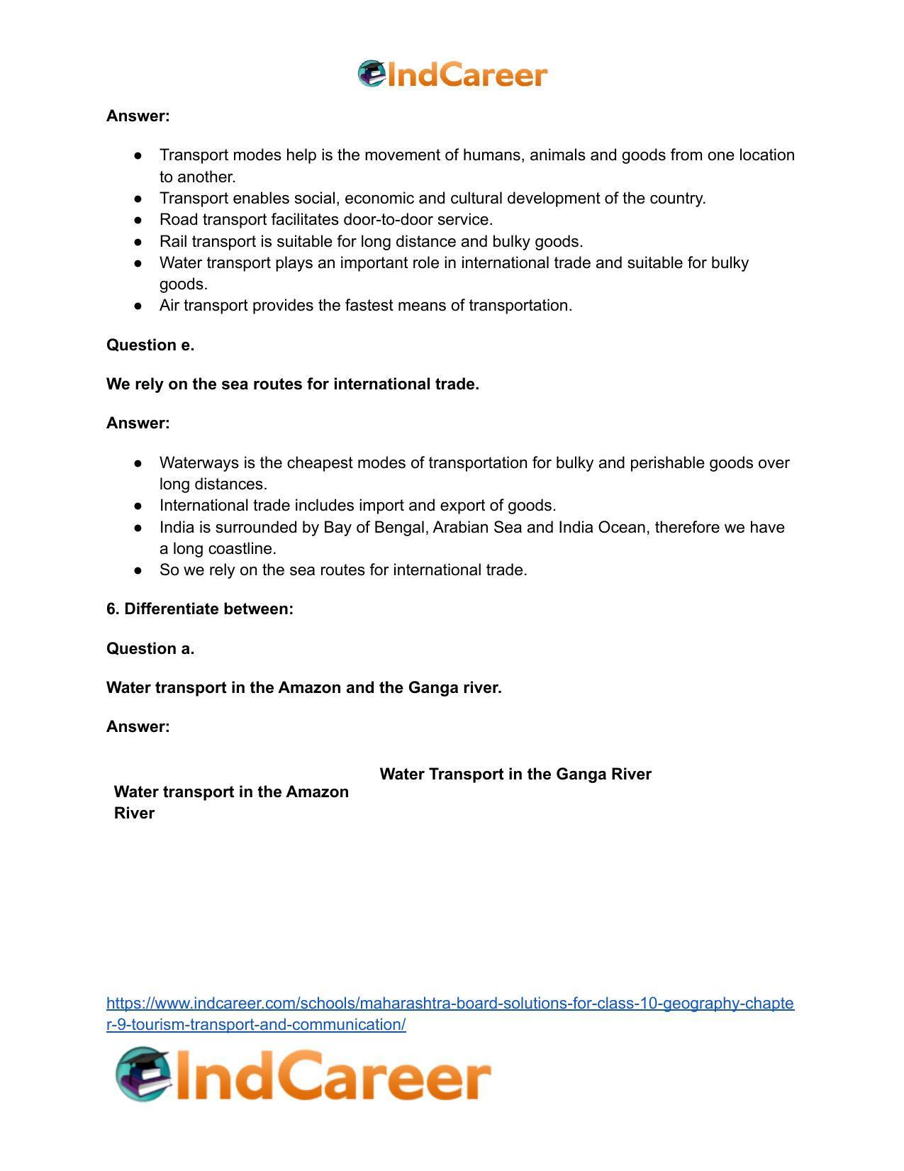 Maharashtra Board Solutions for Class 10- Geography: Chapter 9- Tourism, Transport and Communication - Page 8