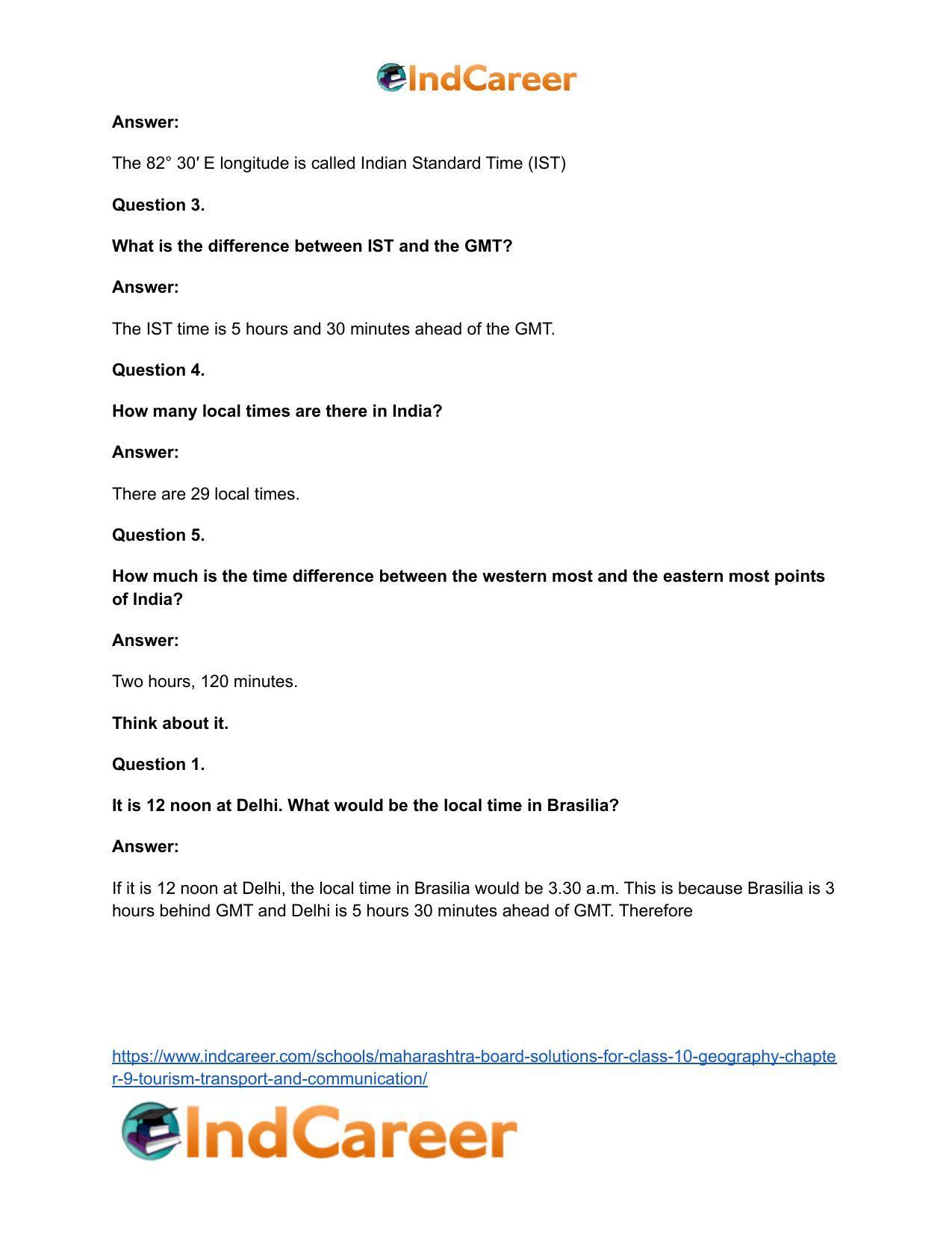 Maharashtra Board Solutions for Class 10- Geography: Chapter 9- Tourism, Transport and Communication - Page 31