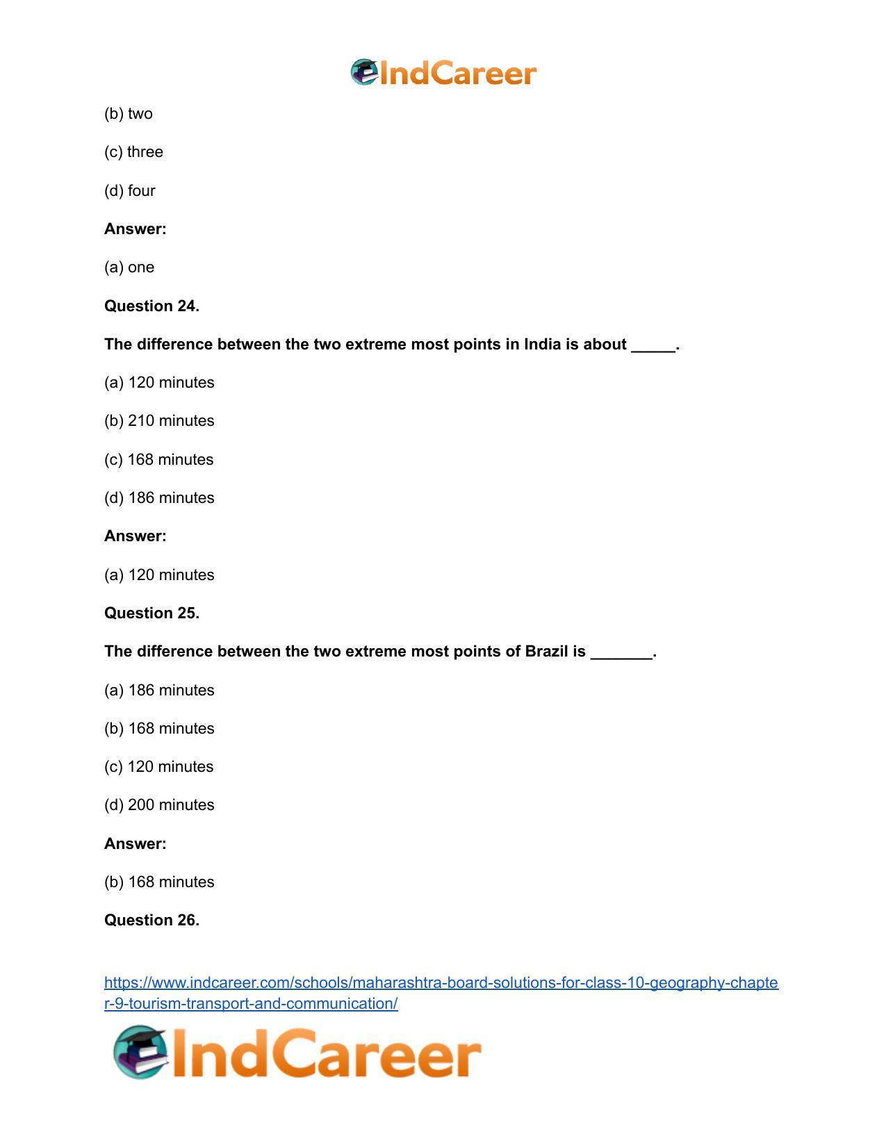 Maharashtra Board Solutions for Class 10- Geography: Chapter 9- Tourism, Transport and Communication - Page 42