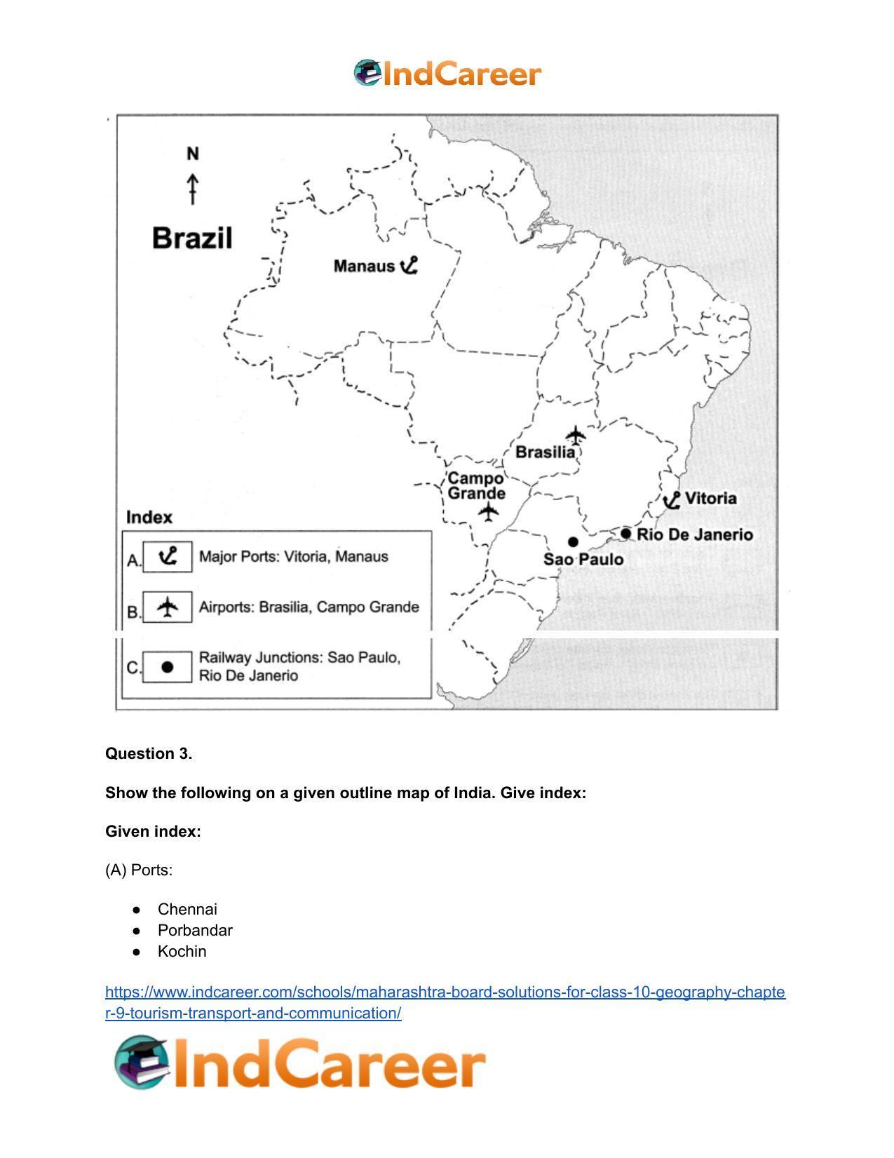 Maharashtra Board Solutions for Class 10- Geography: Chapter 9- Tourism, Transport and Communication - Page 51
