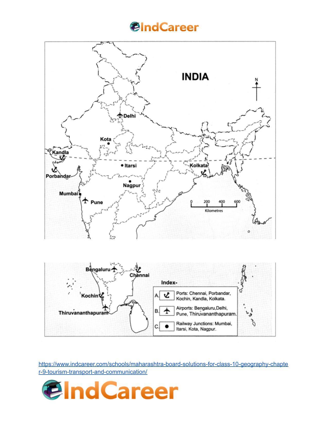 Maharashtra Board Solutions for Class 10- Geography: Chapter 9- Tourism, Transport and Communication - Page 53