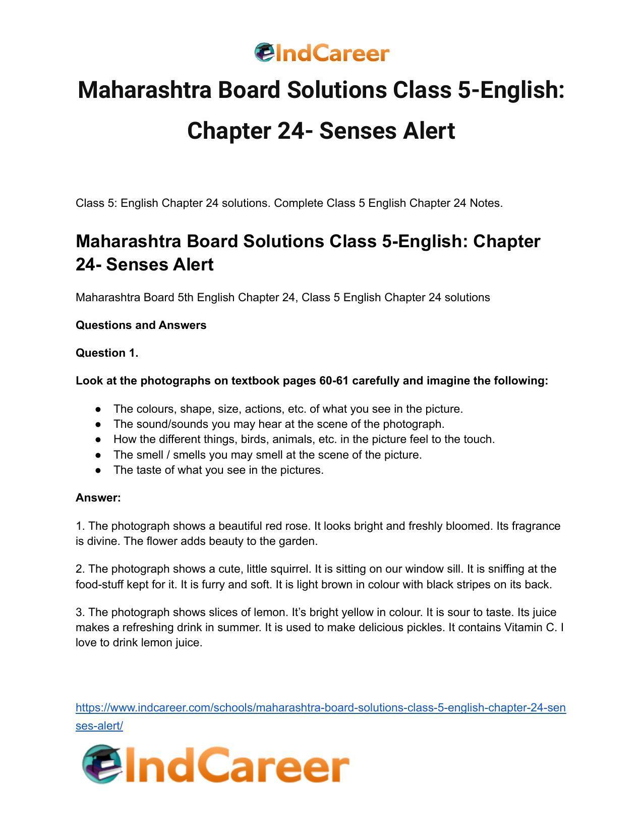 Maharashtra Board Solutions Class 5-English: Chapter 24- Senses Alert - Page 2