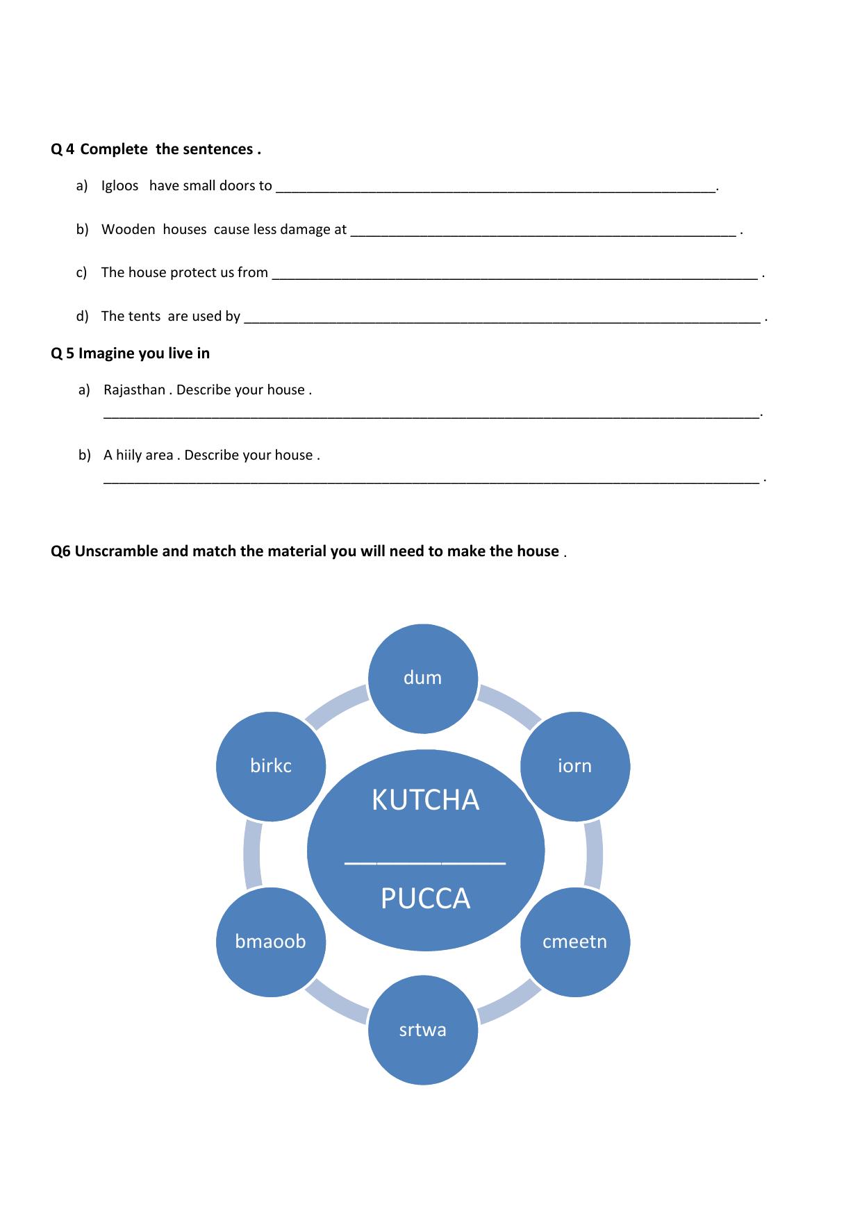 Worksheet for Class 3 EVS Assignment 1 - Page 2