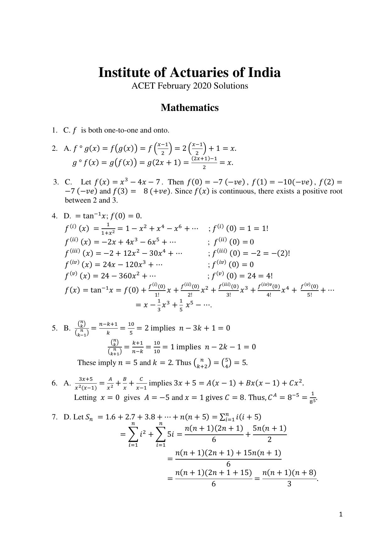 ACET  February 2020 Solution - Page 1