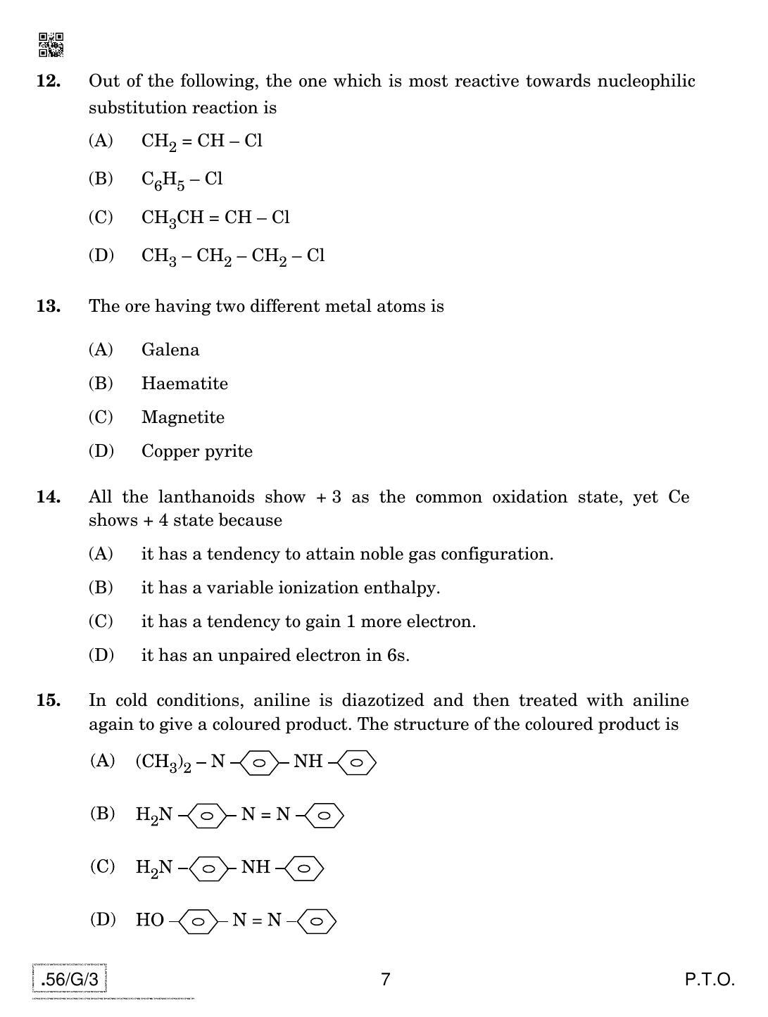 CBSE Class 12 56-C-3 - Chemistry 2020 Compartment Question Paper - Page 7