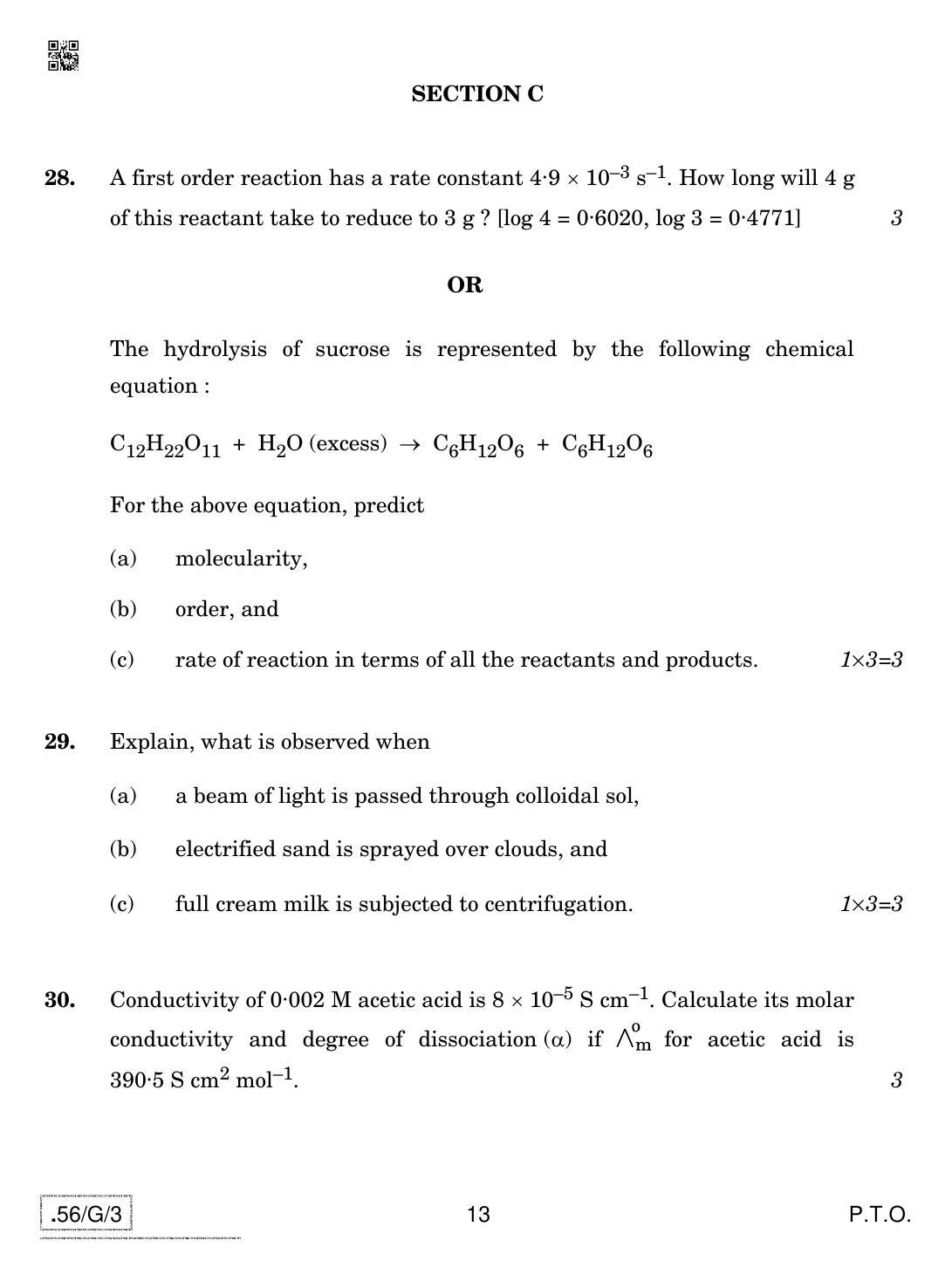 CBSE Class 12 56-C-3 - Chemistry 2020 Compartment Question Paper - Page 13