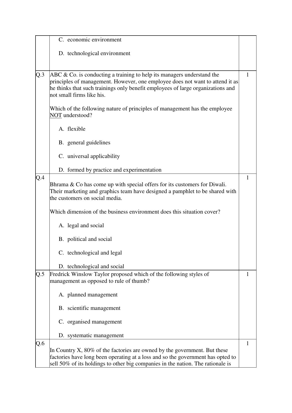 CBSE Class 12 Business Studies Practice Questions 2022-23 - Page 2