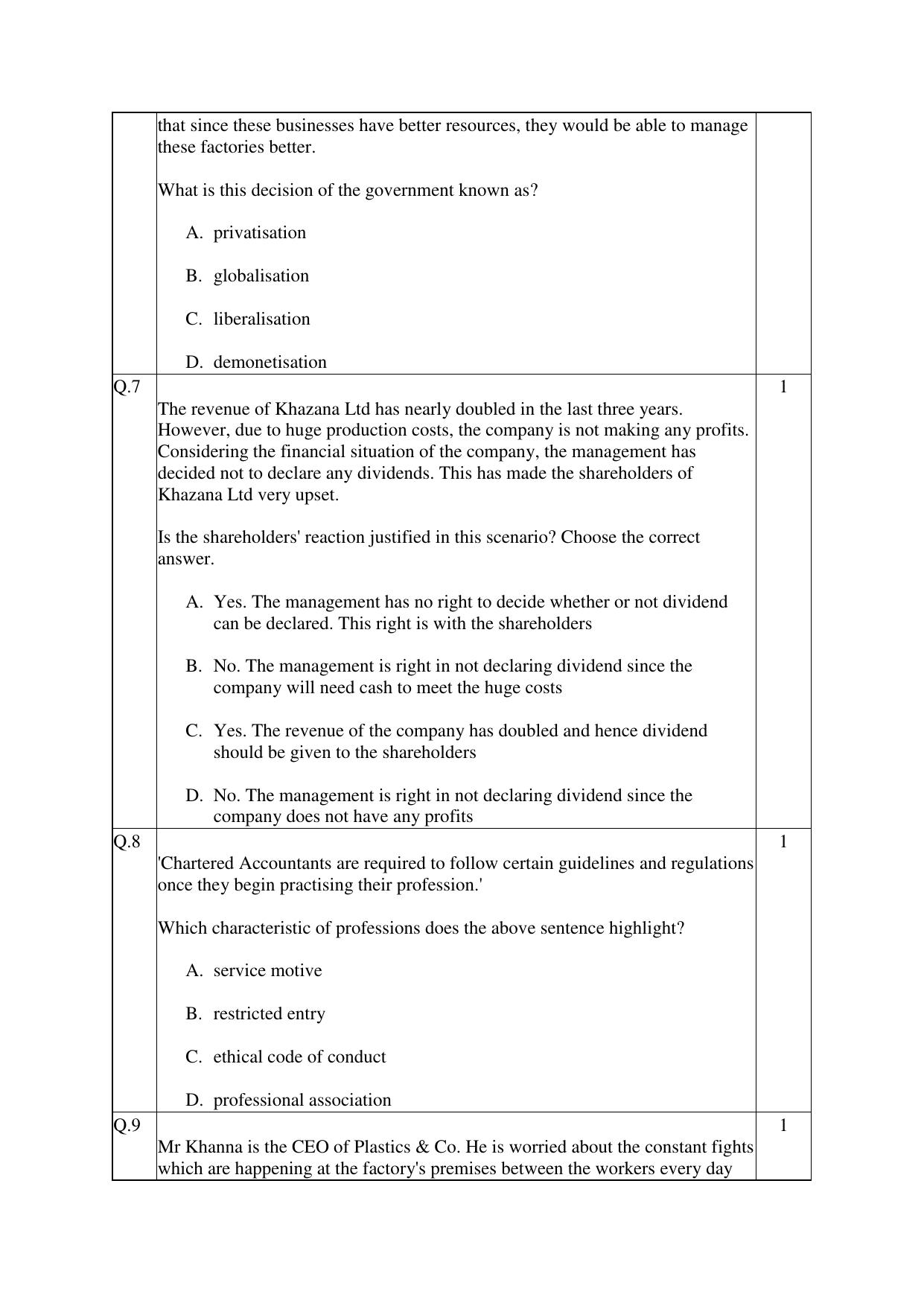 CBSE Class 12 Business Studies Practice Questions 2022-23 - Page 3