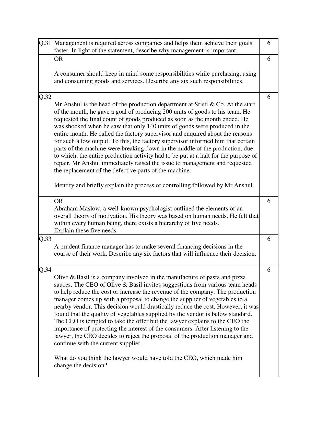 CBSE Class 12 Business Studies Practice Questions 2022-23 - Page 9