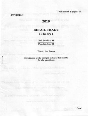 AHSEC Class 12 Retail Trade 2019 Question Papers