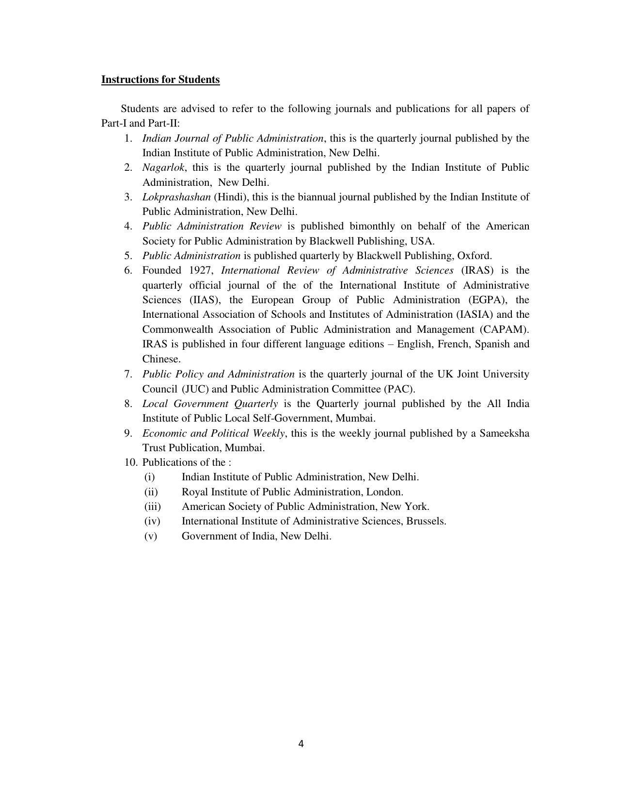 RTMNU Department of Public Administration of M. A. (Public Administration) course under Choice Based Credit and Semester System (M. A. (Public Administration) (CBCS)) Syllabus. - Page 4