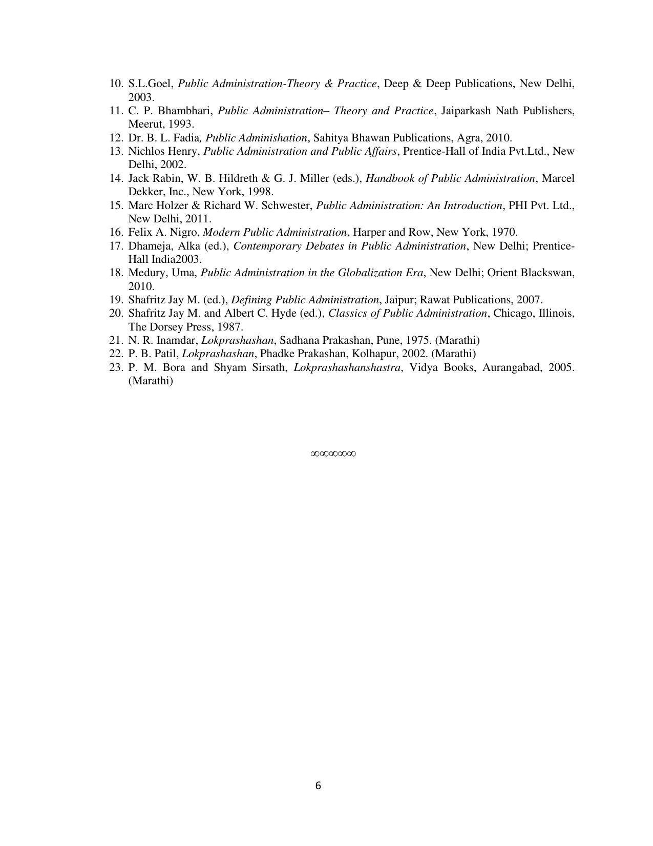 RTMNU Department of Public Administration of M. A. (Public Administration) course under Choice Based Credit and Semester System (M. A. (Public Administration) (CBCS)) Syllabus. - Page 6