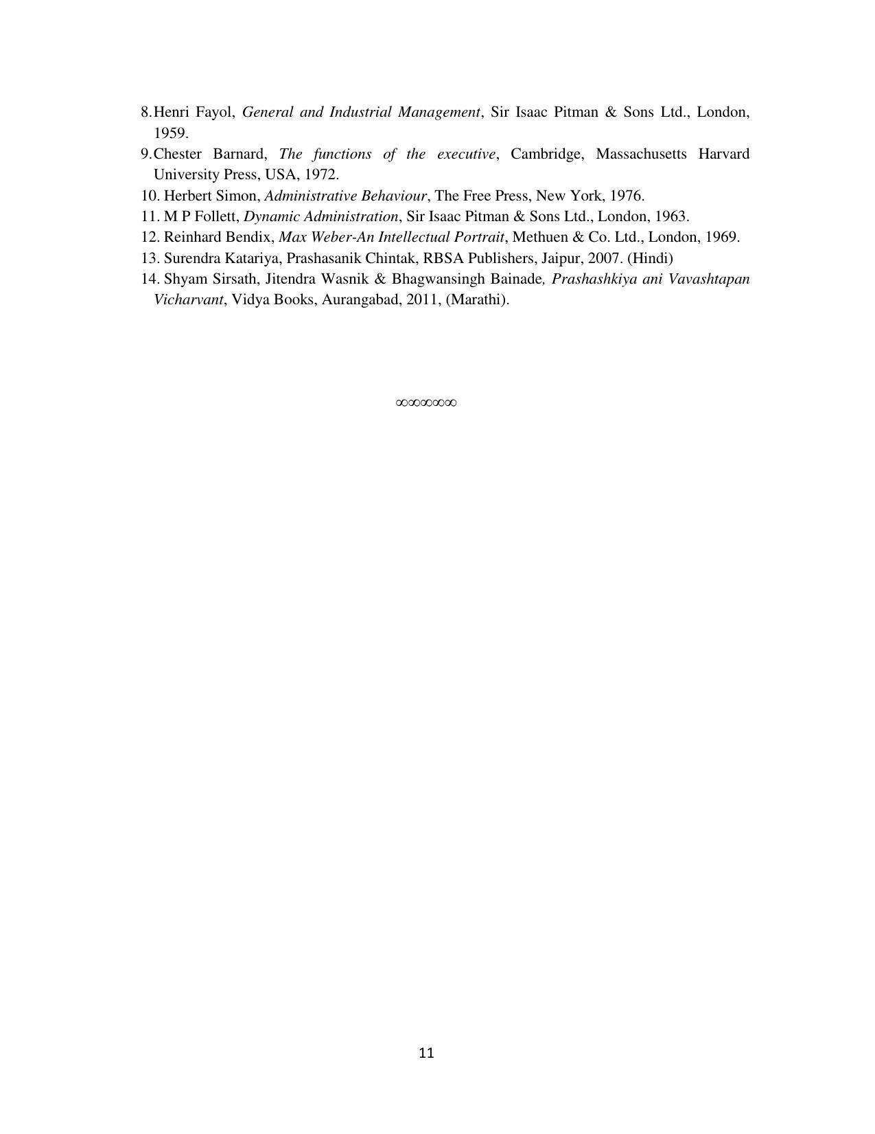 RTMNU Department of Public Administration of M. A. (Public Administration) course under Choice Based Credit and Semester System (M. A. (Public Administration) (CBCS)) Syllabus. - Page 11