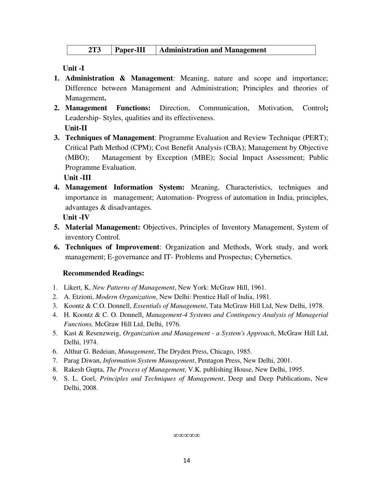 RTMNU Department of Public Administration of M. A. (Public Administration) course under Choice Based Credit and Semester System (M. A. (Public Administration) (CBCS)) Syllabus. - Page 14