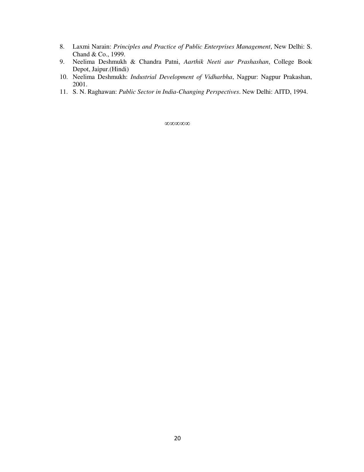 RTMNU Department of Public Administration of M. A. (Public Administration) course under Choice Based Credit and Semester System (M. A. (Public Administration) (CBCS)) Syllabus. - Page 20