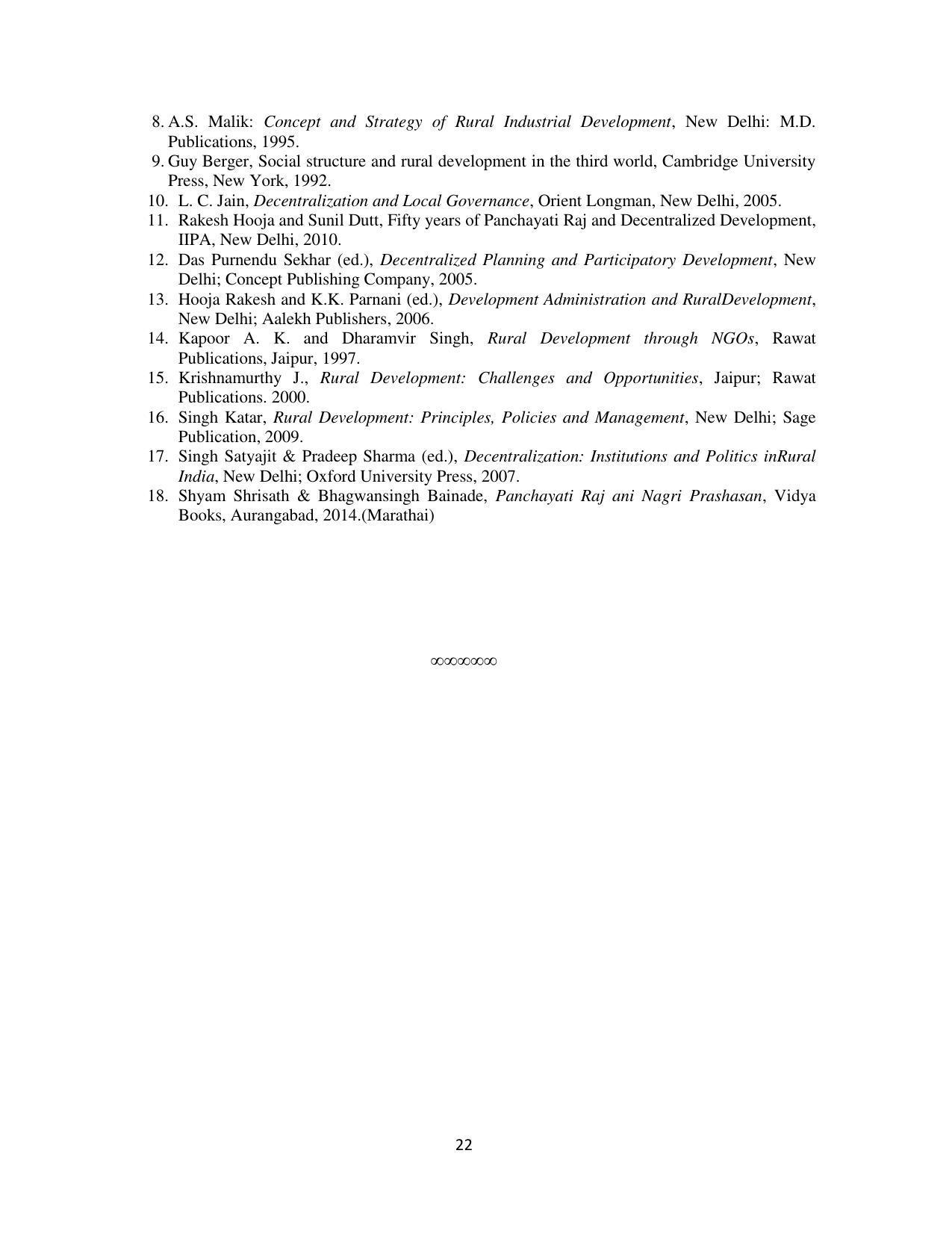 RTMNU Department of Public Administration of M. A. (Public Administration) course under Choice Based Credit and Semester System (M. A. (Public Administration) (CBCS)) Syllabus. - Page 22